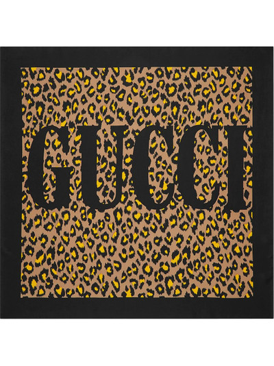 GUCCI Silk scarf with leopard print outlook