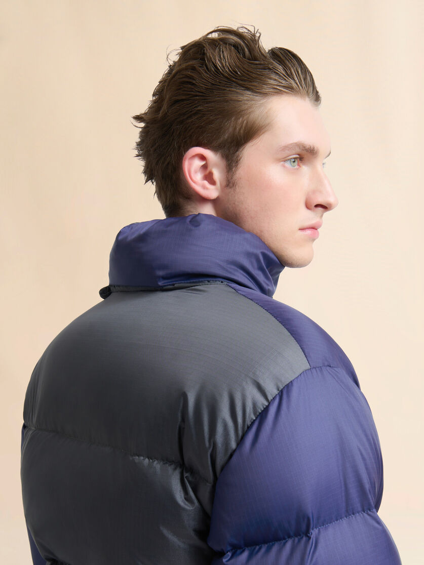DARK BLUE RIPSTOP NYLON DOWN JACKET - 5