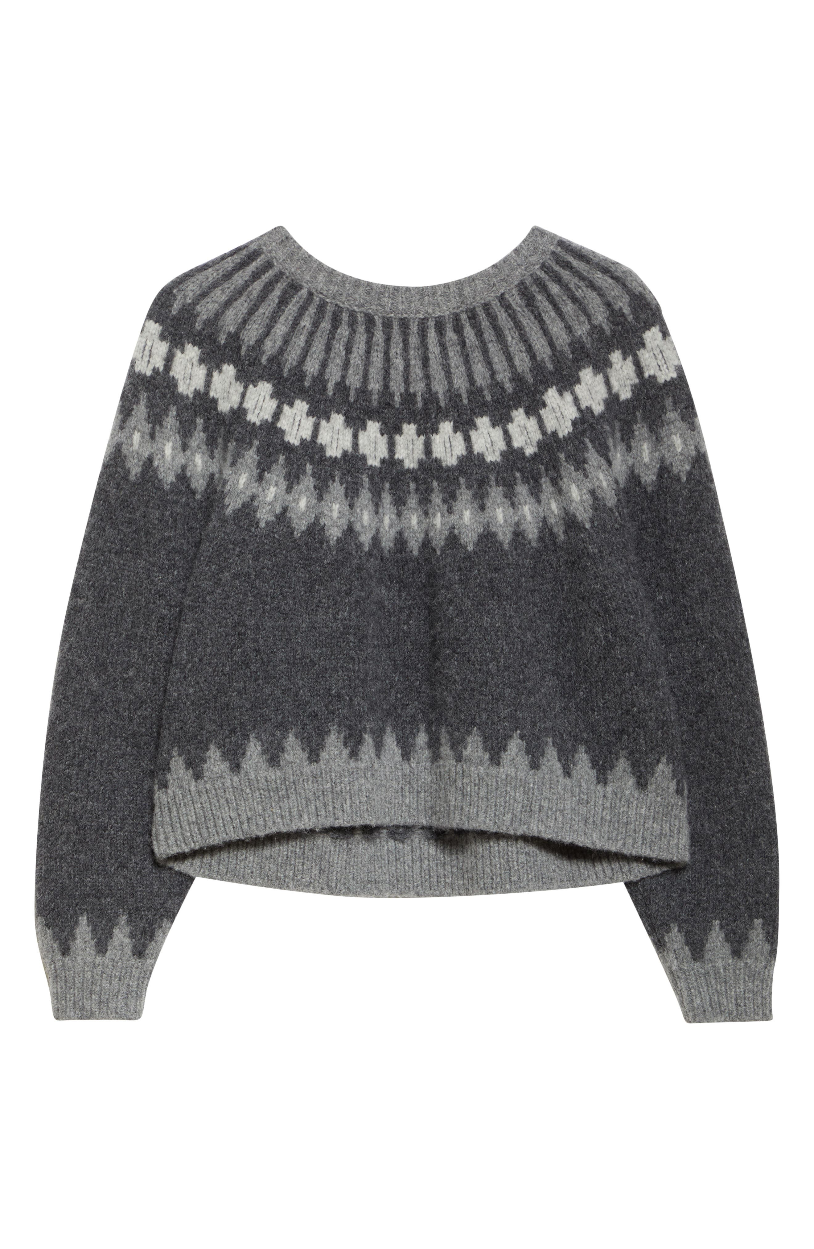 Nili Lotan Alena Sweater in Dark Grey Melange Fair Isle at Nordstrom - 6