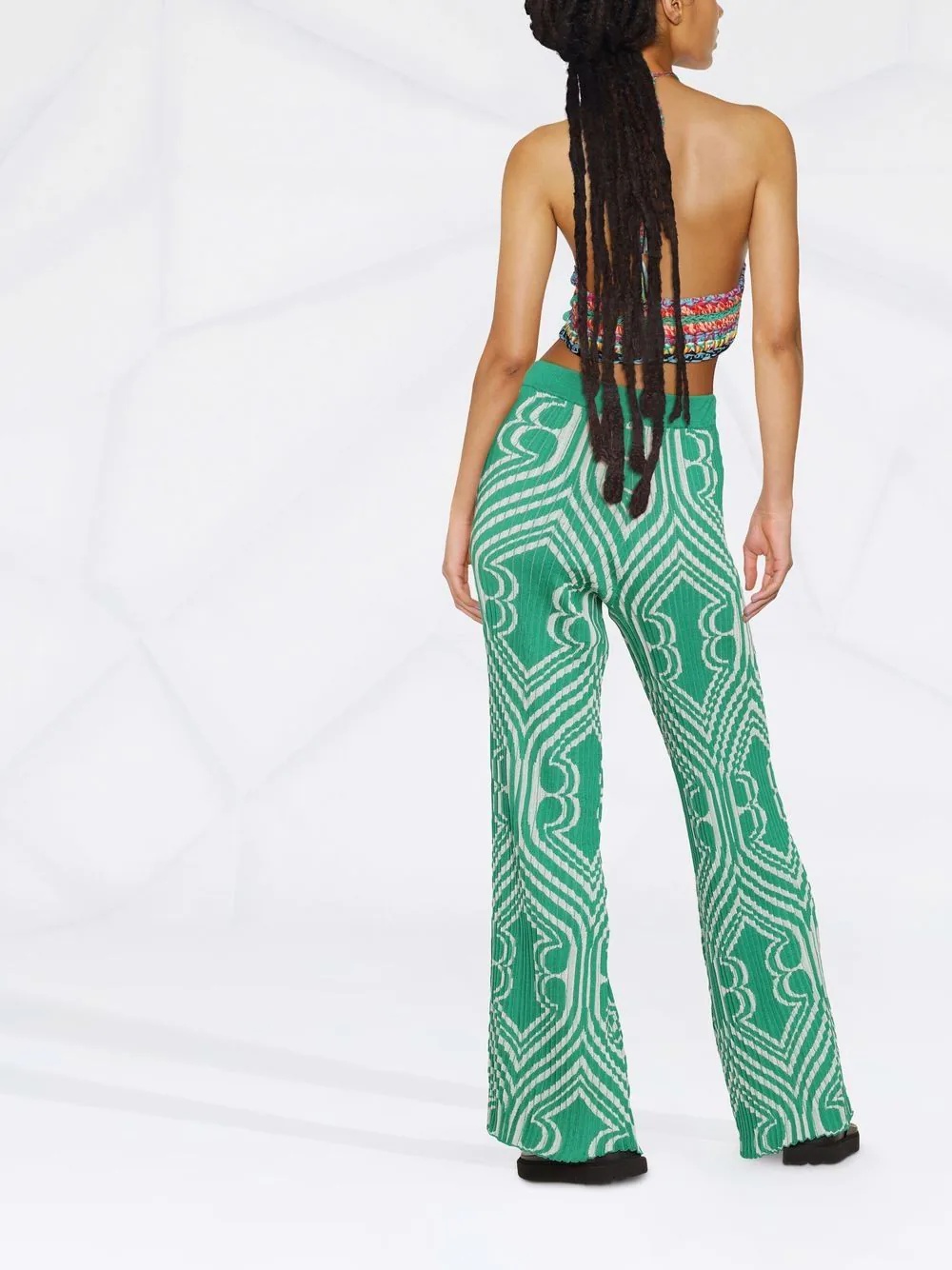 pleated jacquard trousers - 4
