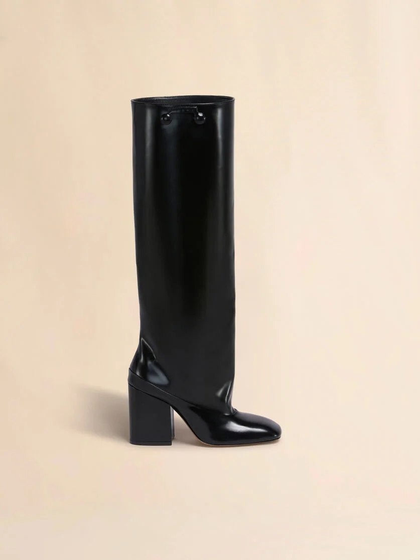 BLACK LEATHER TRUNKAROO KNEE-HIGH BOOT - 1