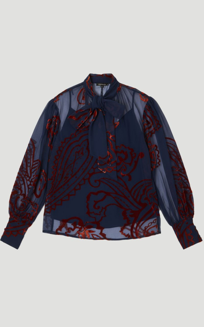 Paisley Devore Woven Pussy Bow Blouse 4