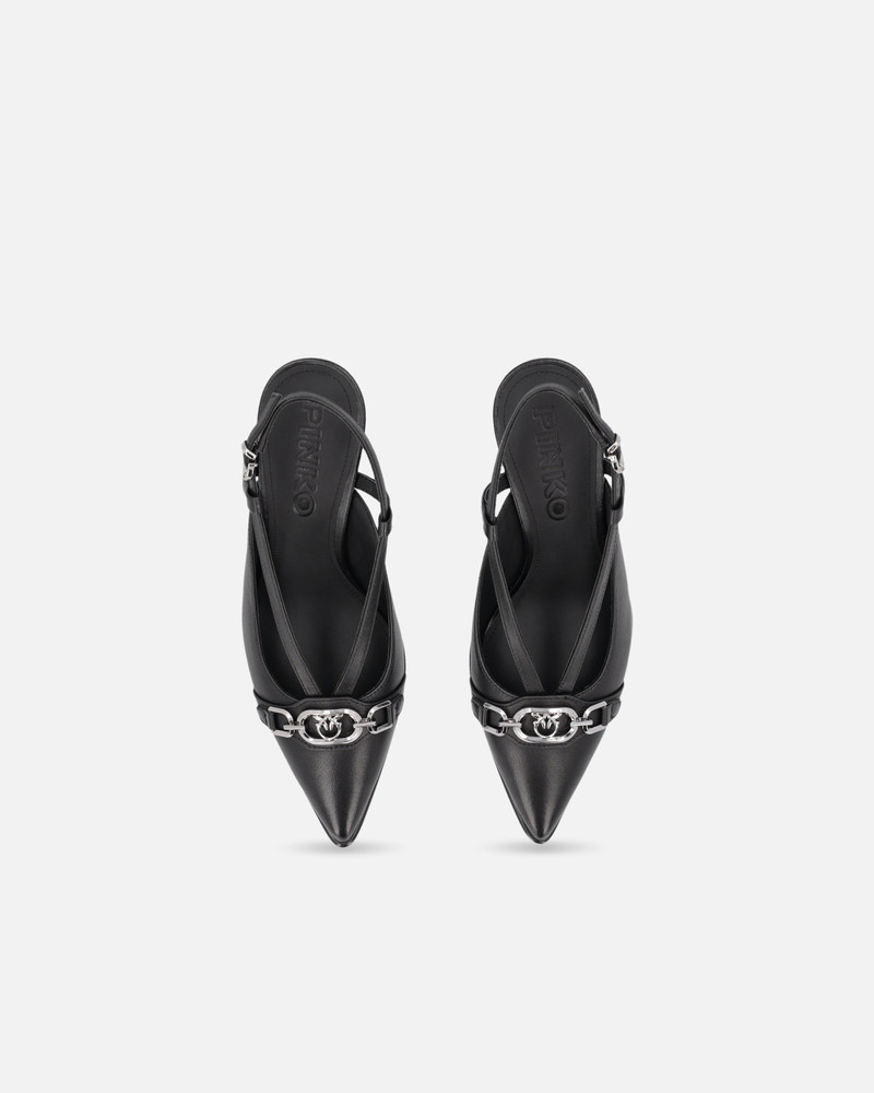 SLING-BACK PUMPS IN NAPPA LEATHER WITH STRAPS AND STILETTO HEEL 9