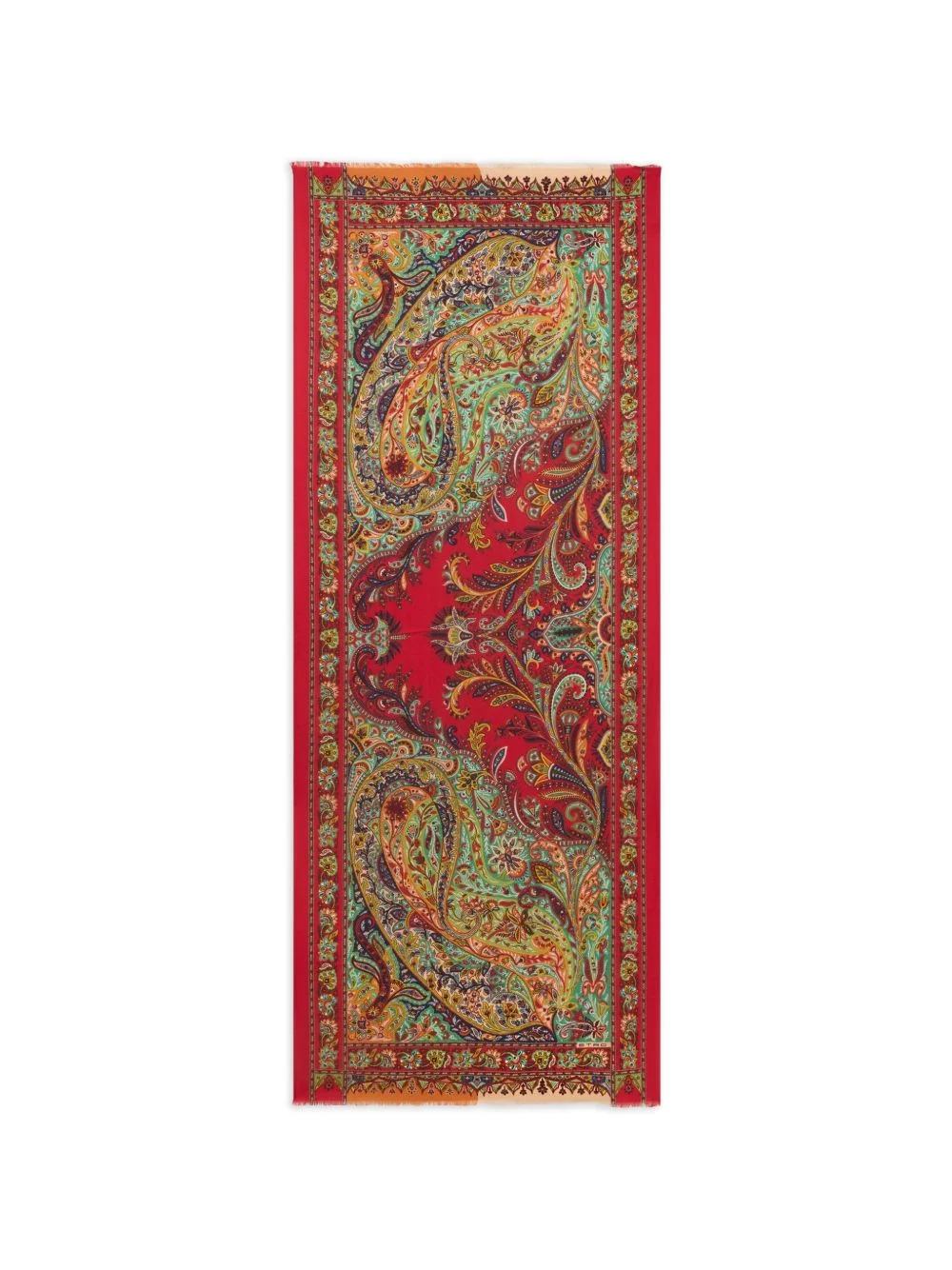 paisley-print fringed cashmere scarf - 1