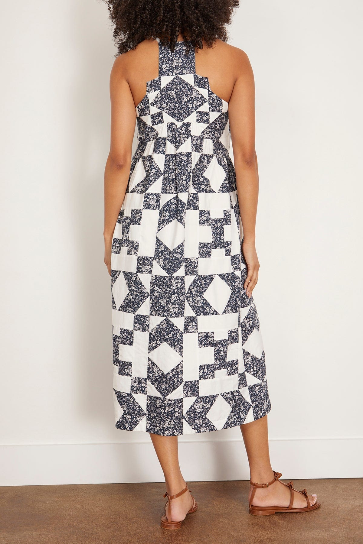 Ana Patchwork Print Tank Dress in Navy - 5