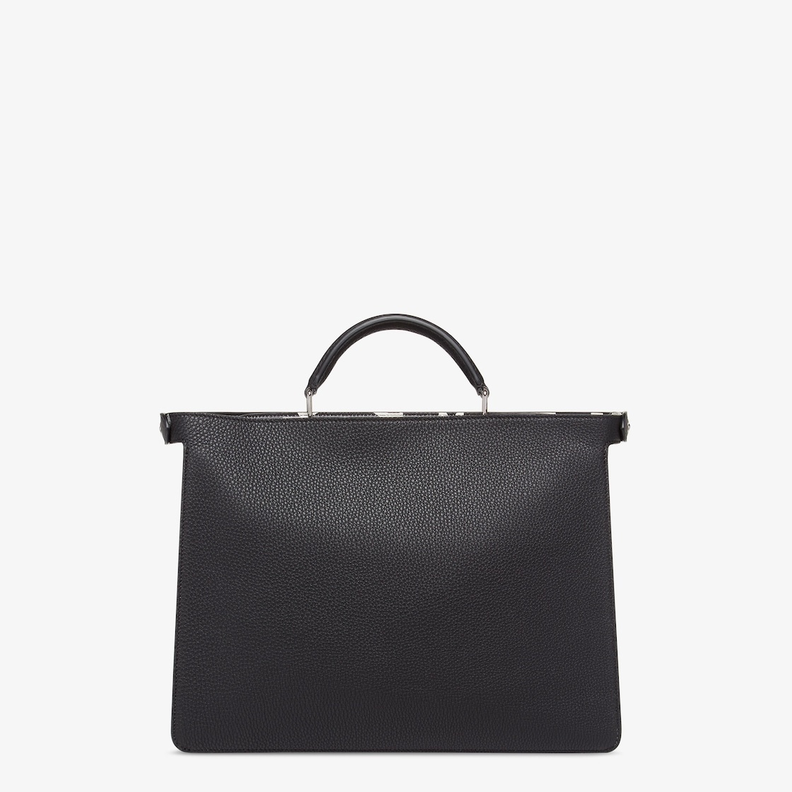 Medium Peekaboo ISeeU bag made of black Cuoio Romano leather, printed on the inside with a black and - 4