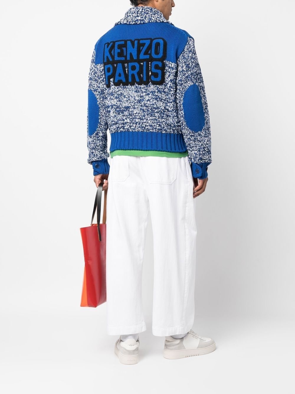 contrast-panel knitted cardigan - 2