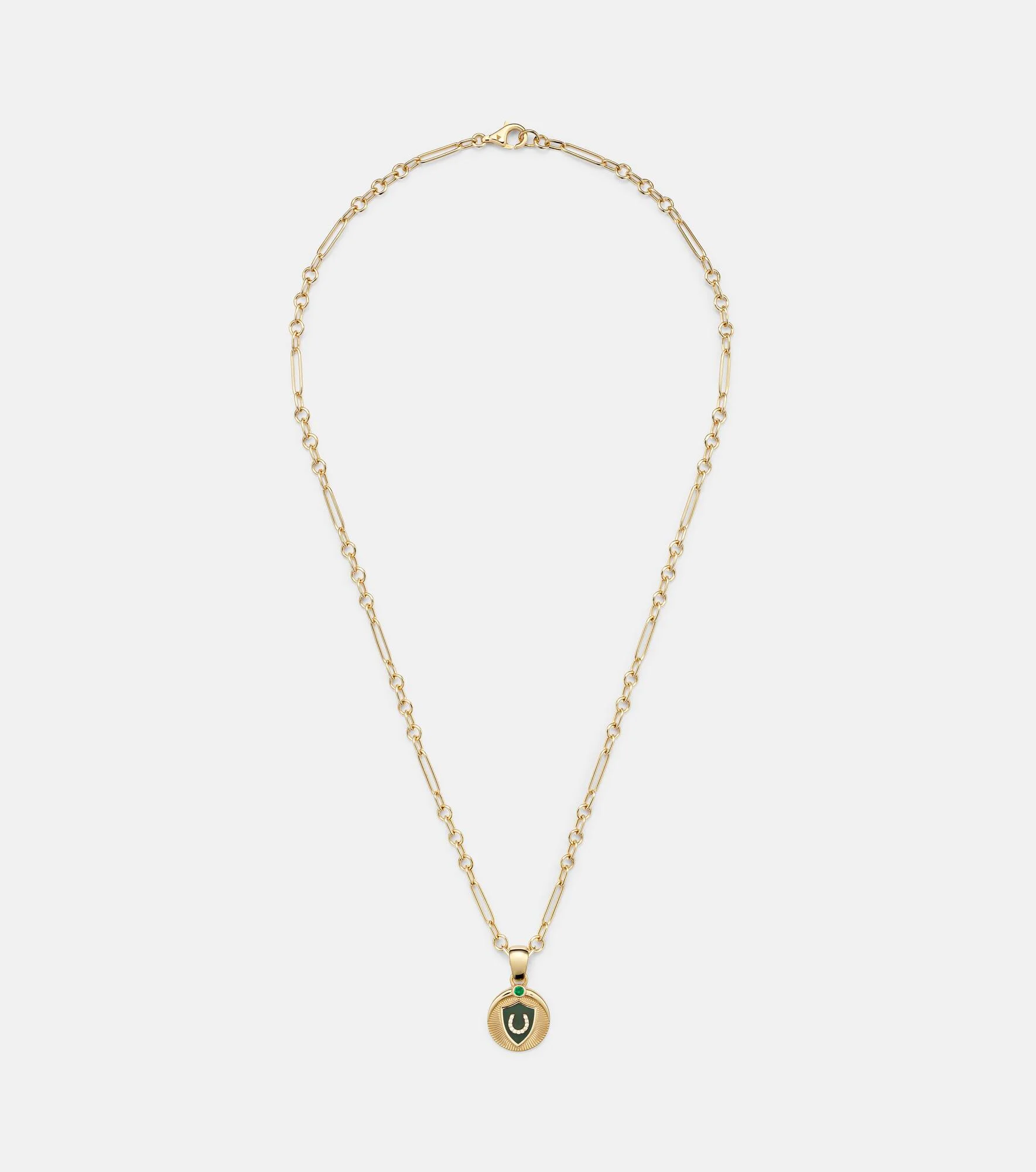 18kt gold necklace with emerald and diamonds - 1
