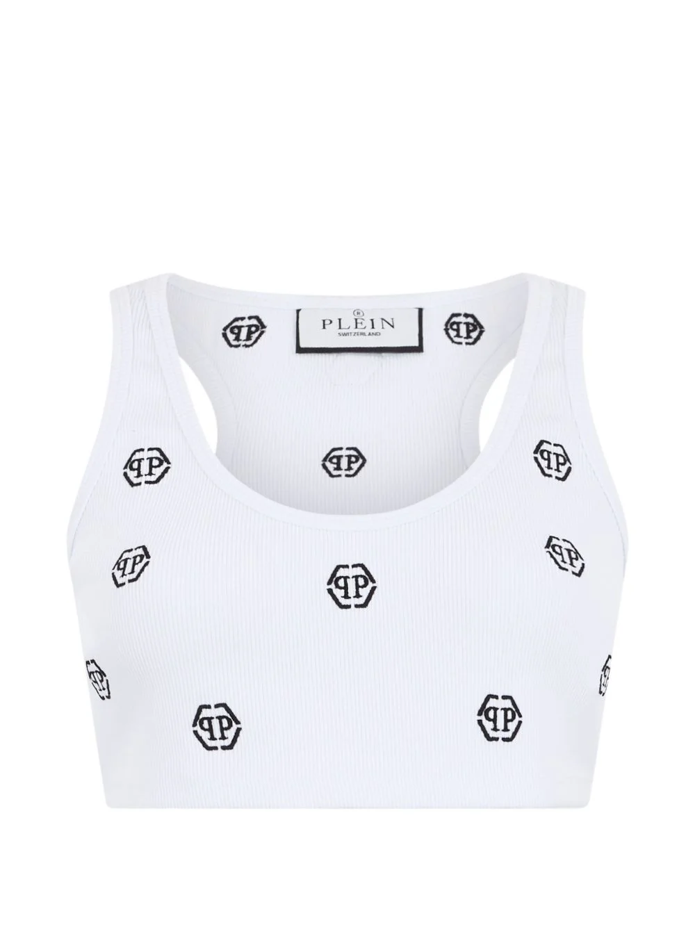 monogram ribbed top - 1