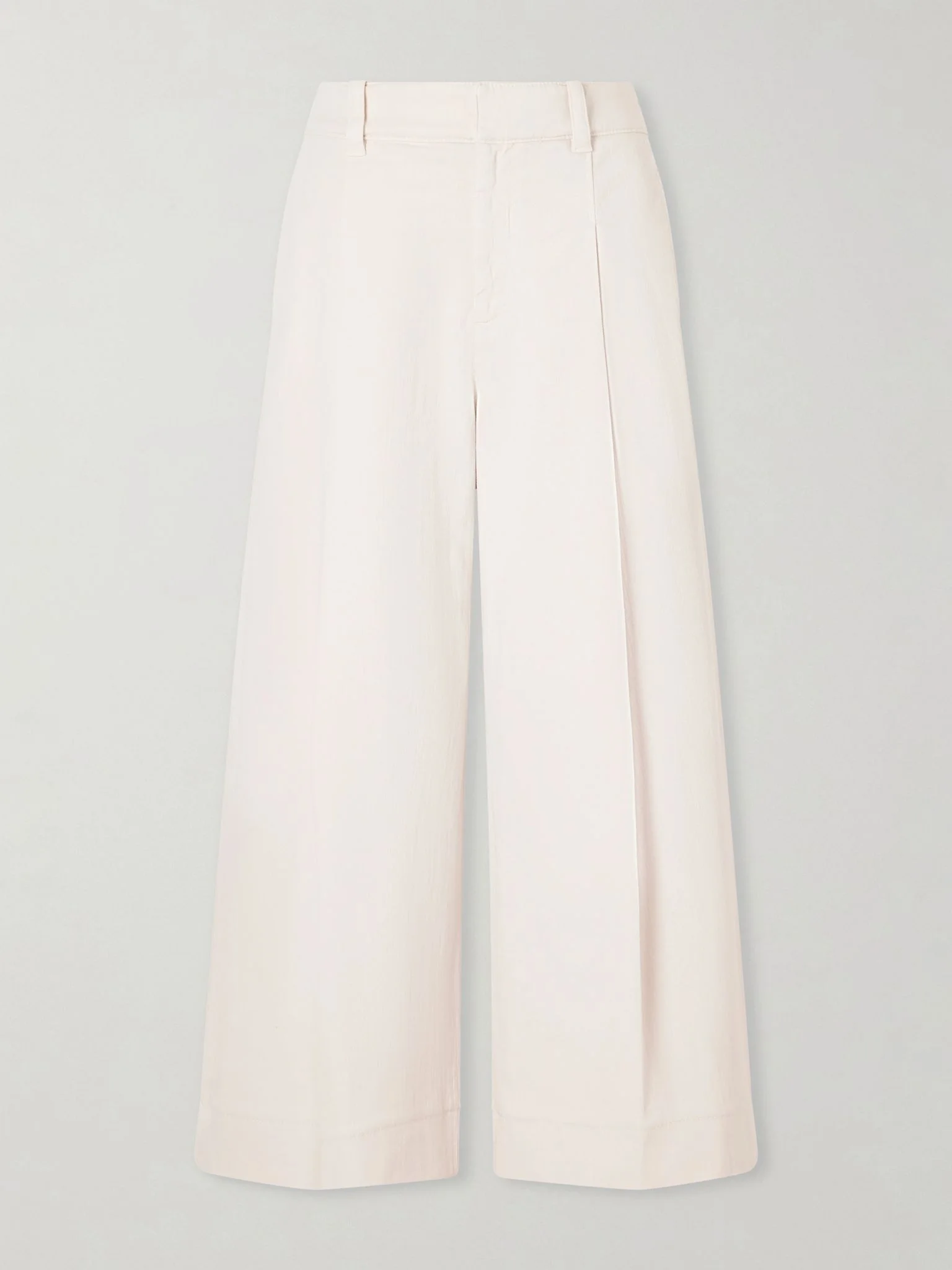 Cotton-blend wide-leg pants Cream - 1