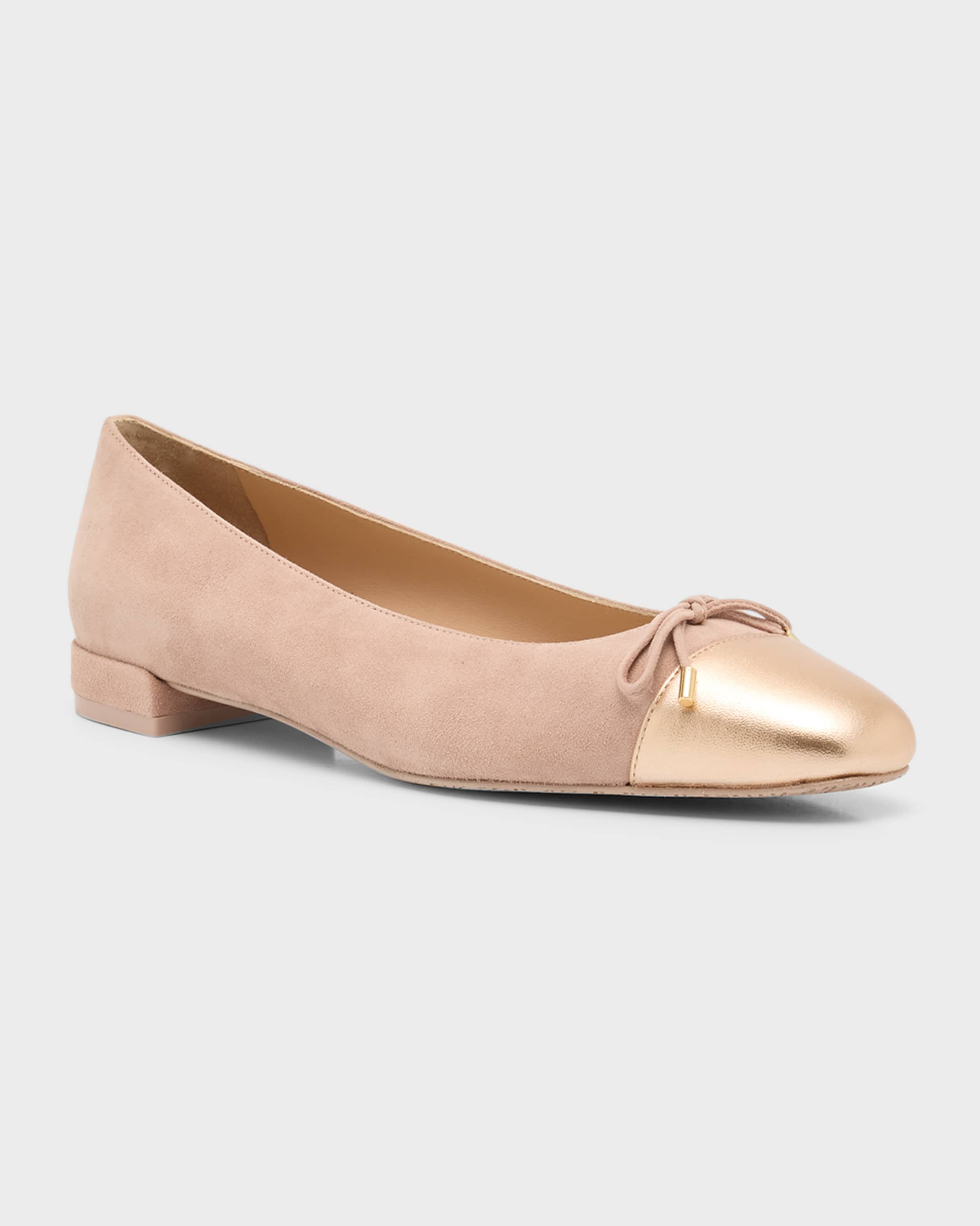 Sleek Bicolor Bow Ballerina Flats - 3