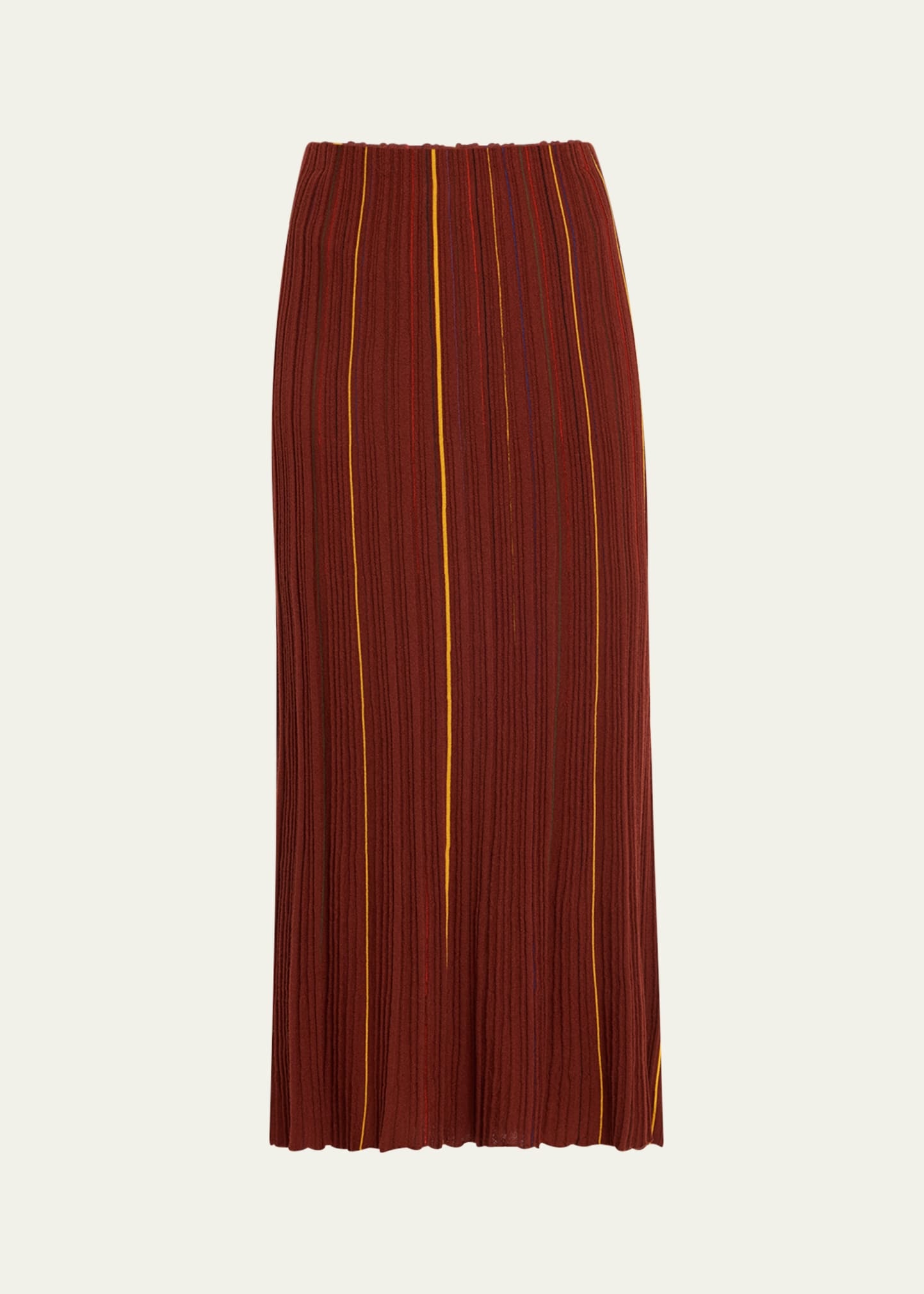 Celeano Stripe Pleated Knit Midi Skirt - 1
