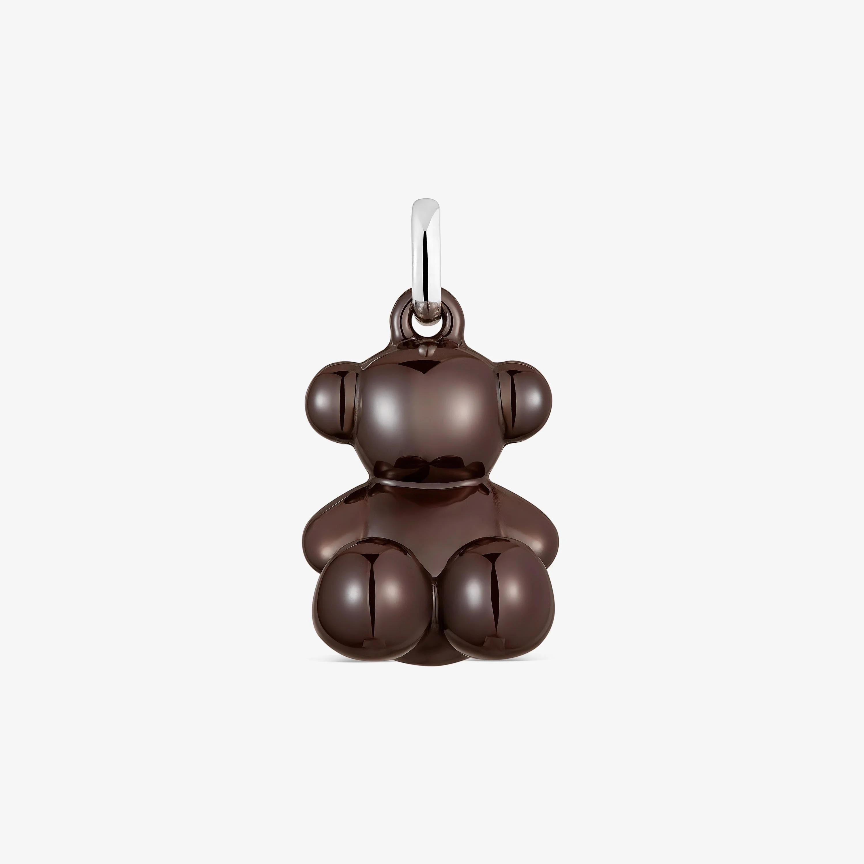Silver and brown ceramic Bear pendant Bold Bear - 1