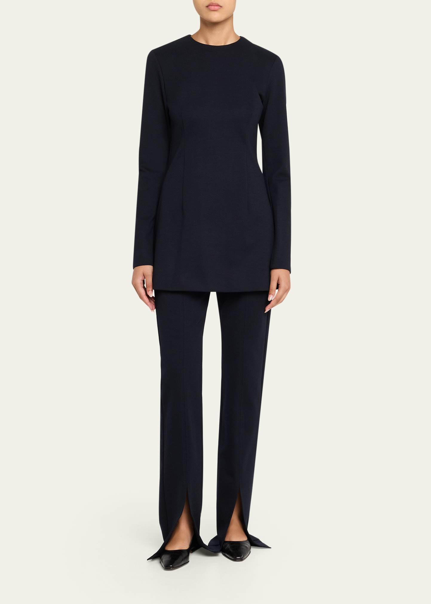 Nebbia Slit-Hem Straight-Leg Wool Pants - 2