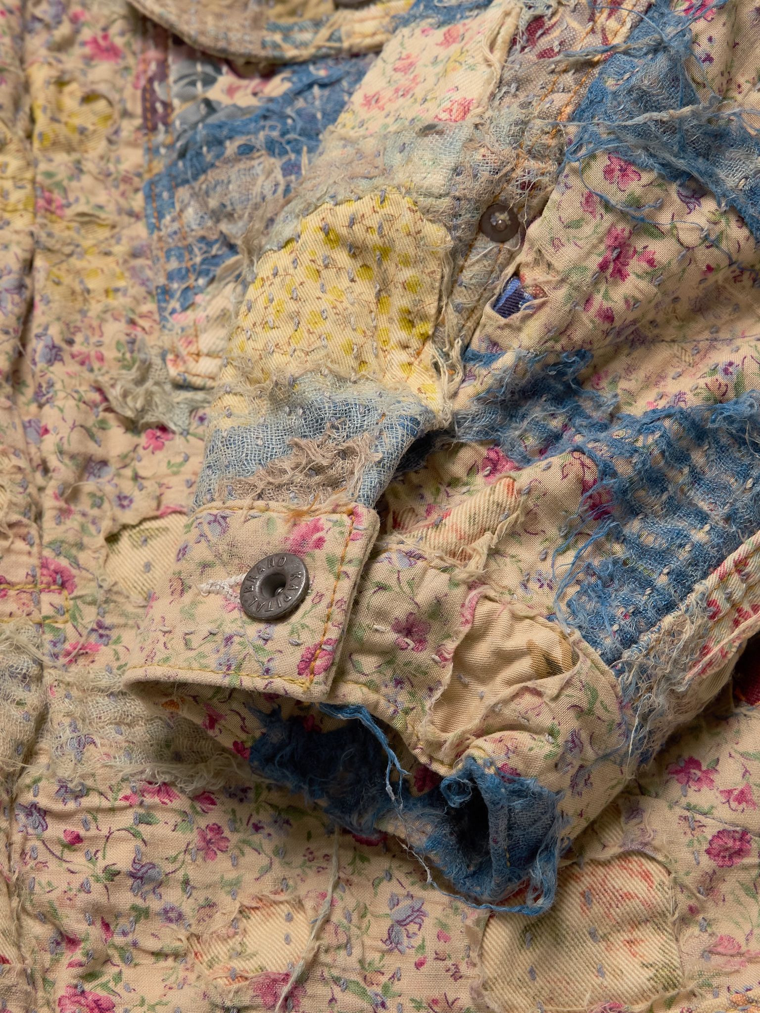 Boro Distressed Patchwork Cotton and Linen-Blend Jacket Beige - 5
