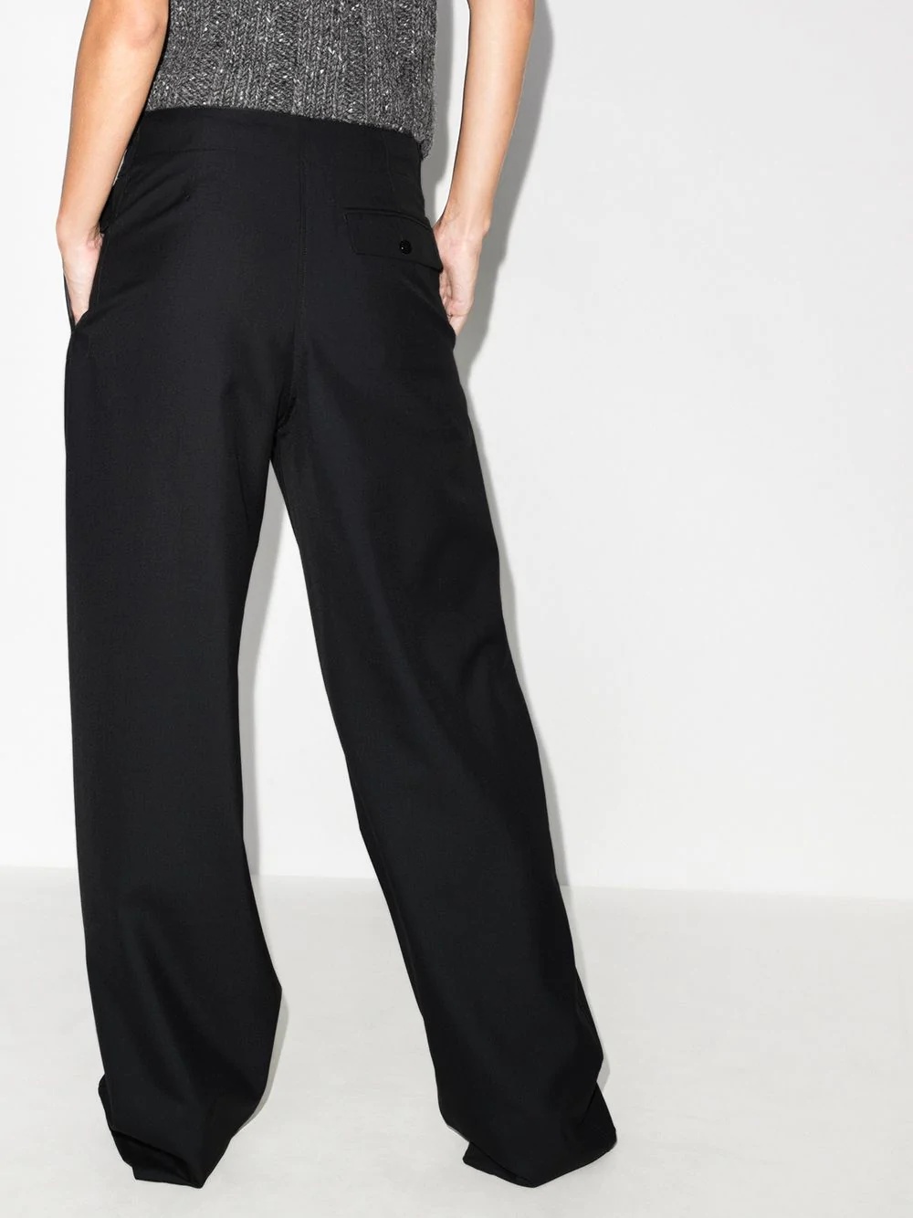 belted-waist wide-leg trousers - 3