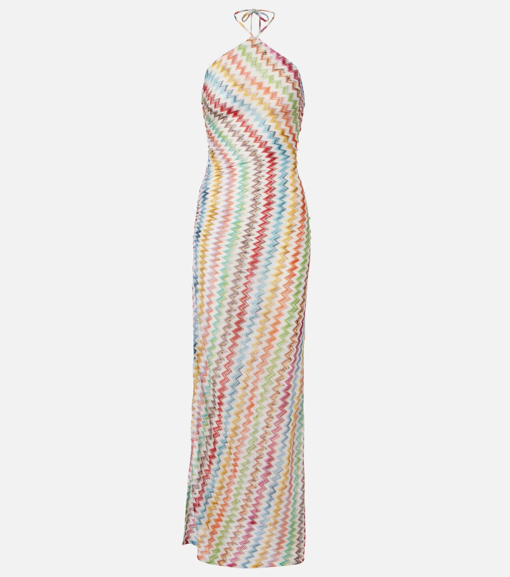 Zigzag halterneck lamé maxi dress - 1