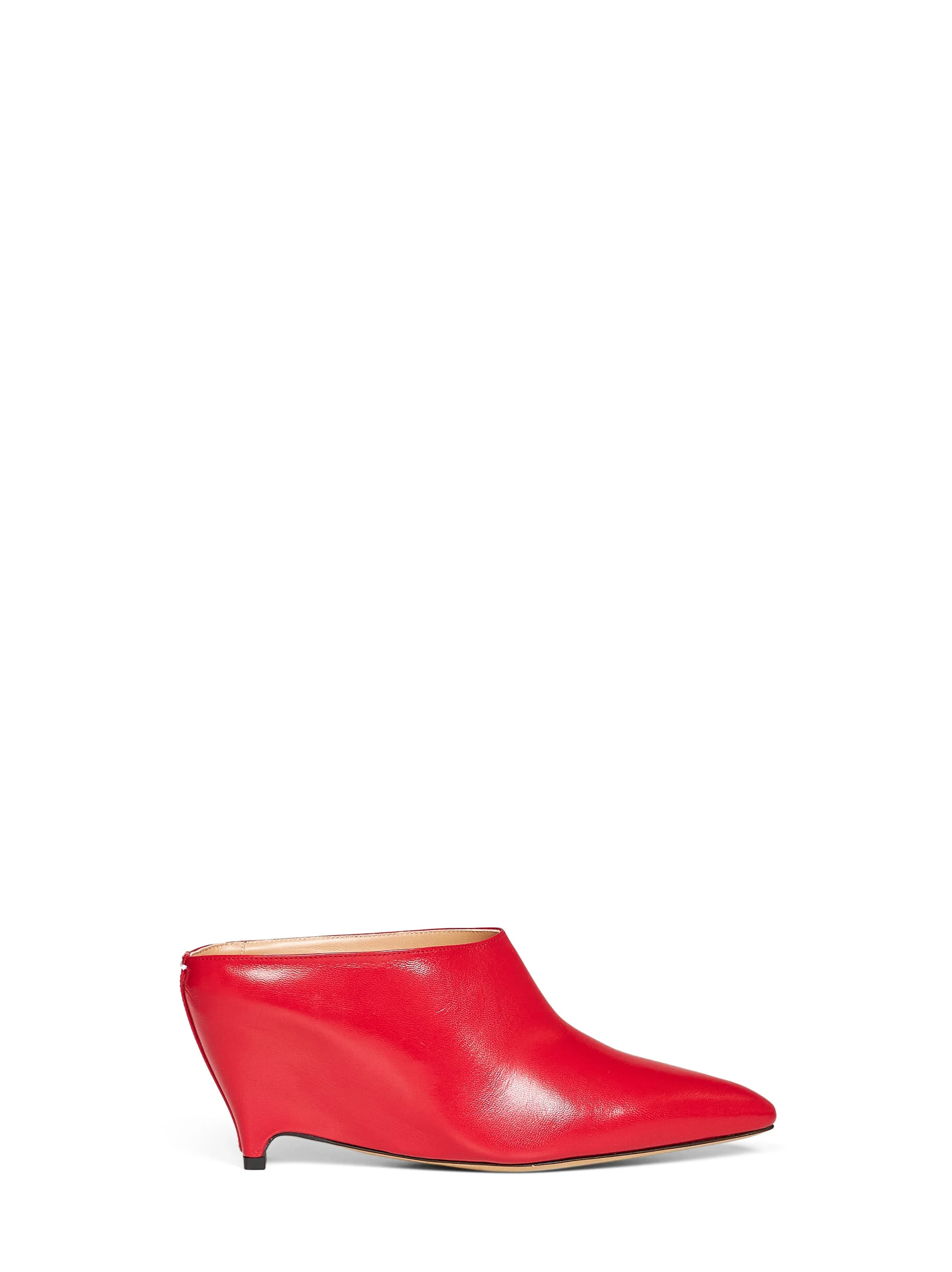 Maison Margiela Women Red Leather Heel-Less Mules - 1