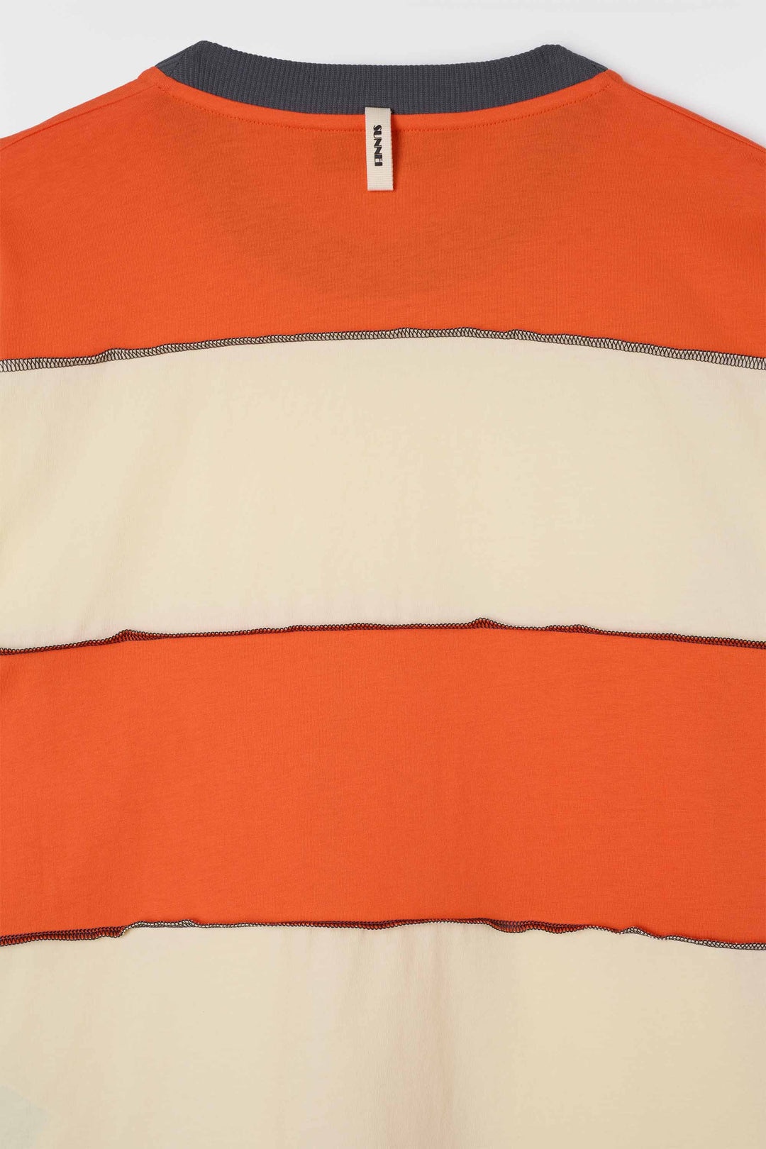 STRIPED T-SHIRT W/ CUTS / off white & orange - 5