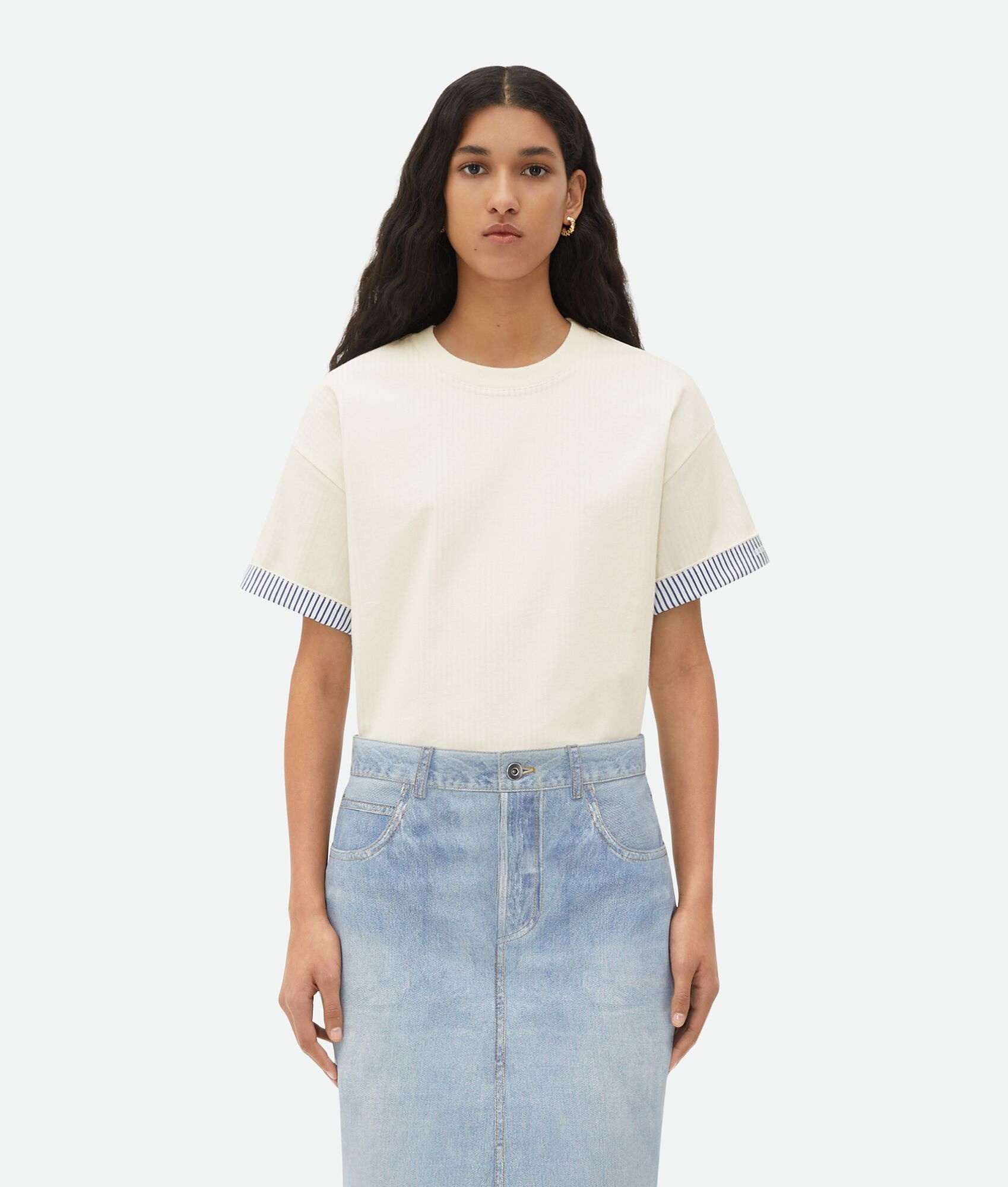Double Layer Striped Cotton T-Shirt - 1