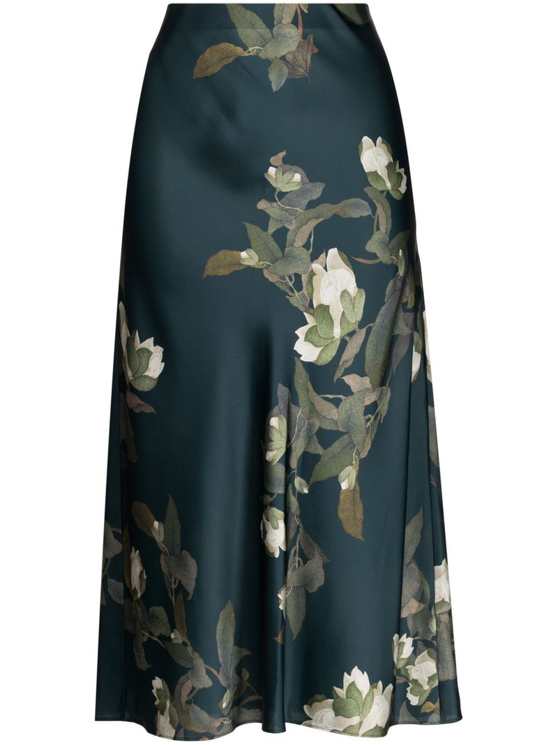 floral-print high-waisted midi skirt 1