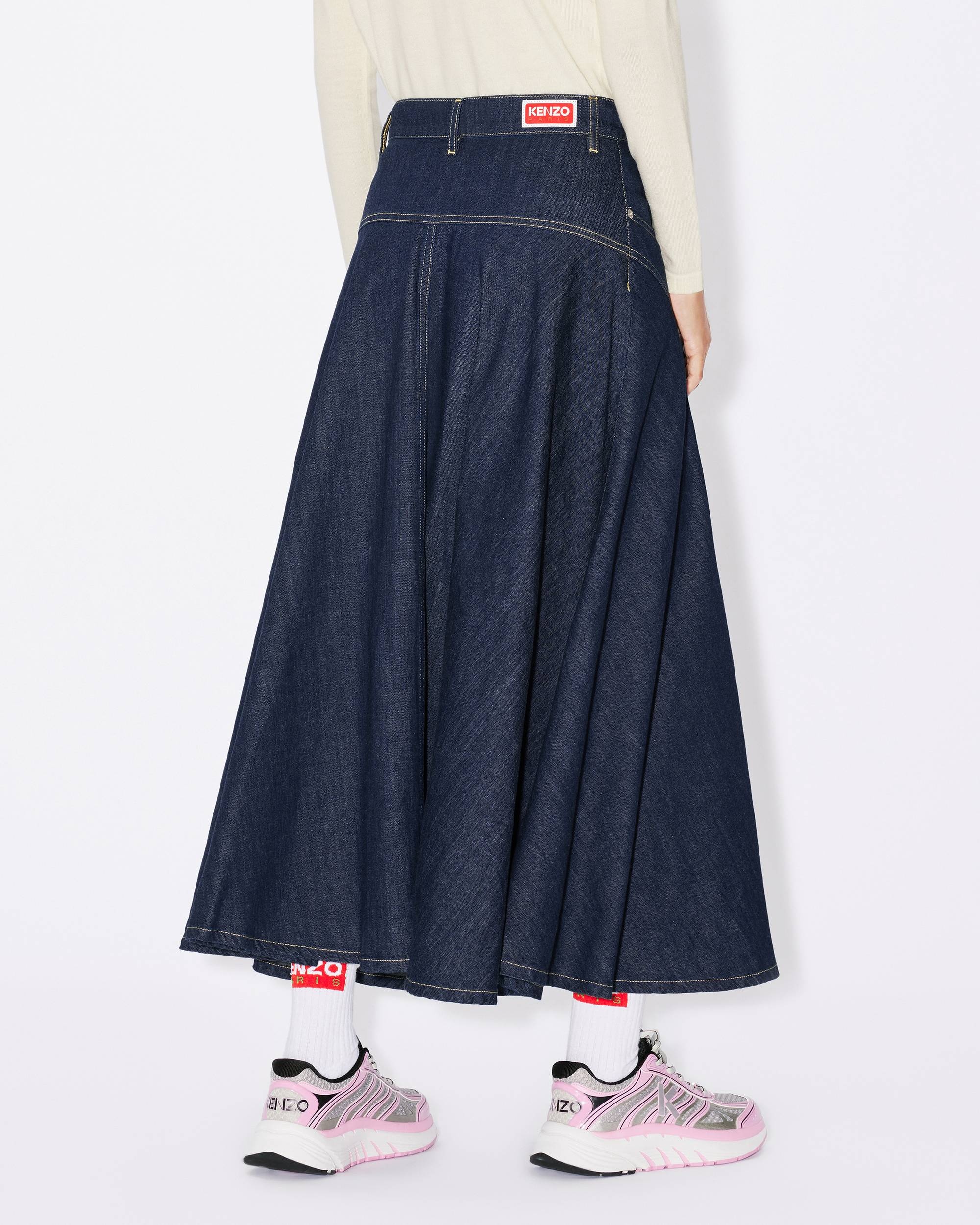Long flared denim skirt - 5