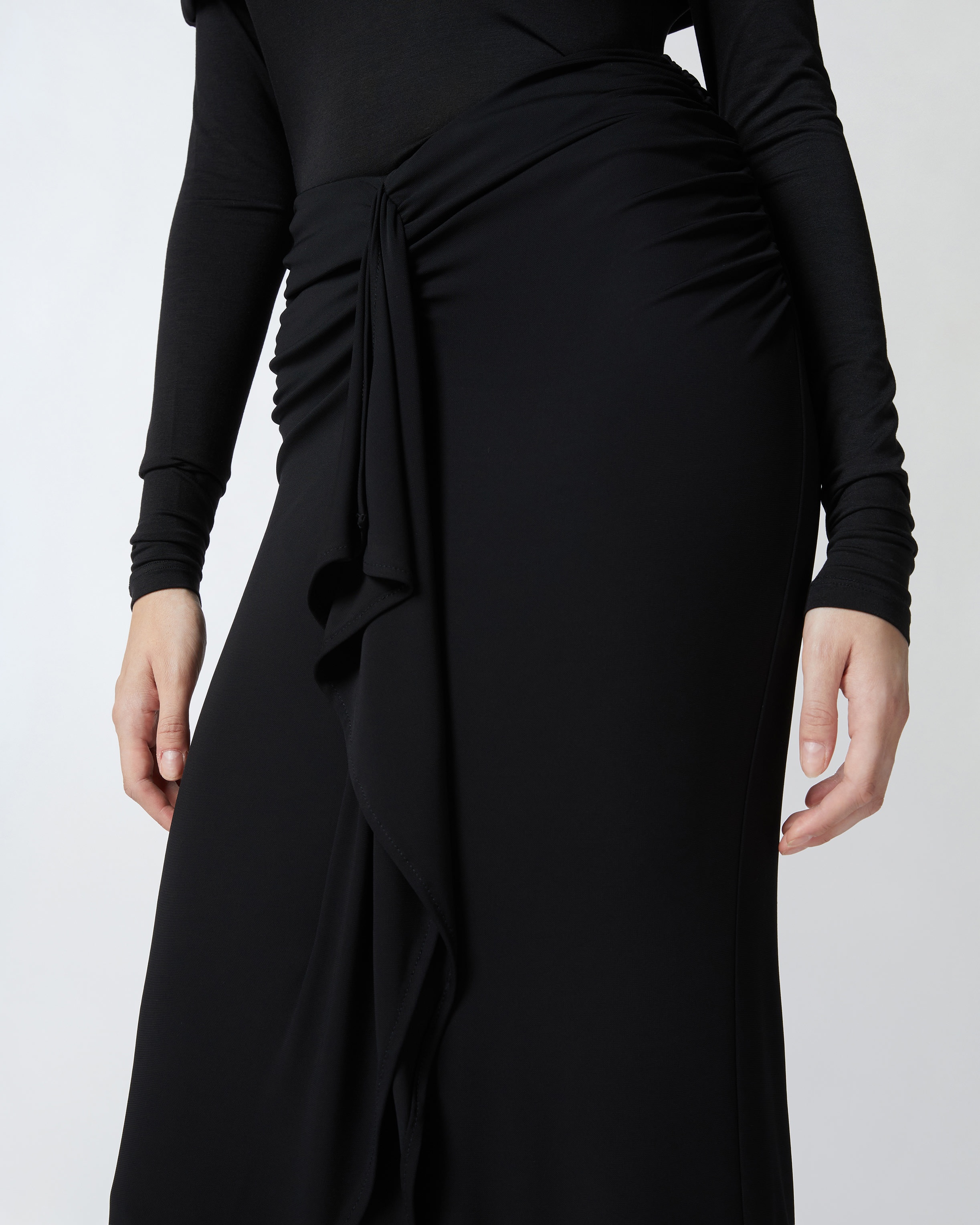 FLOWING PENCIL SKIRT WITH RUFFLE - 5