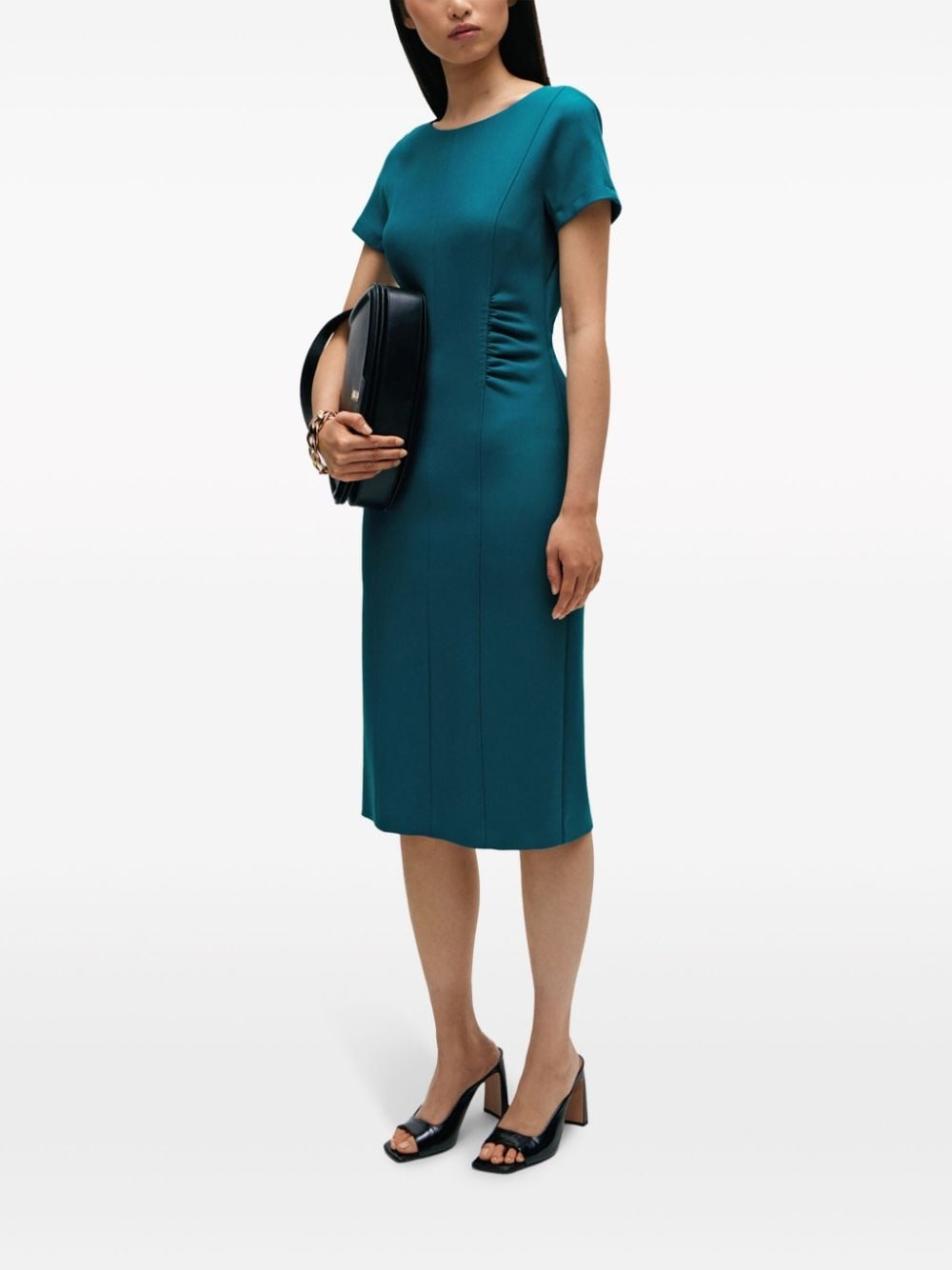 short-sleeve ruched midi dress - 2