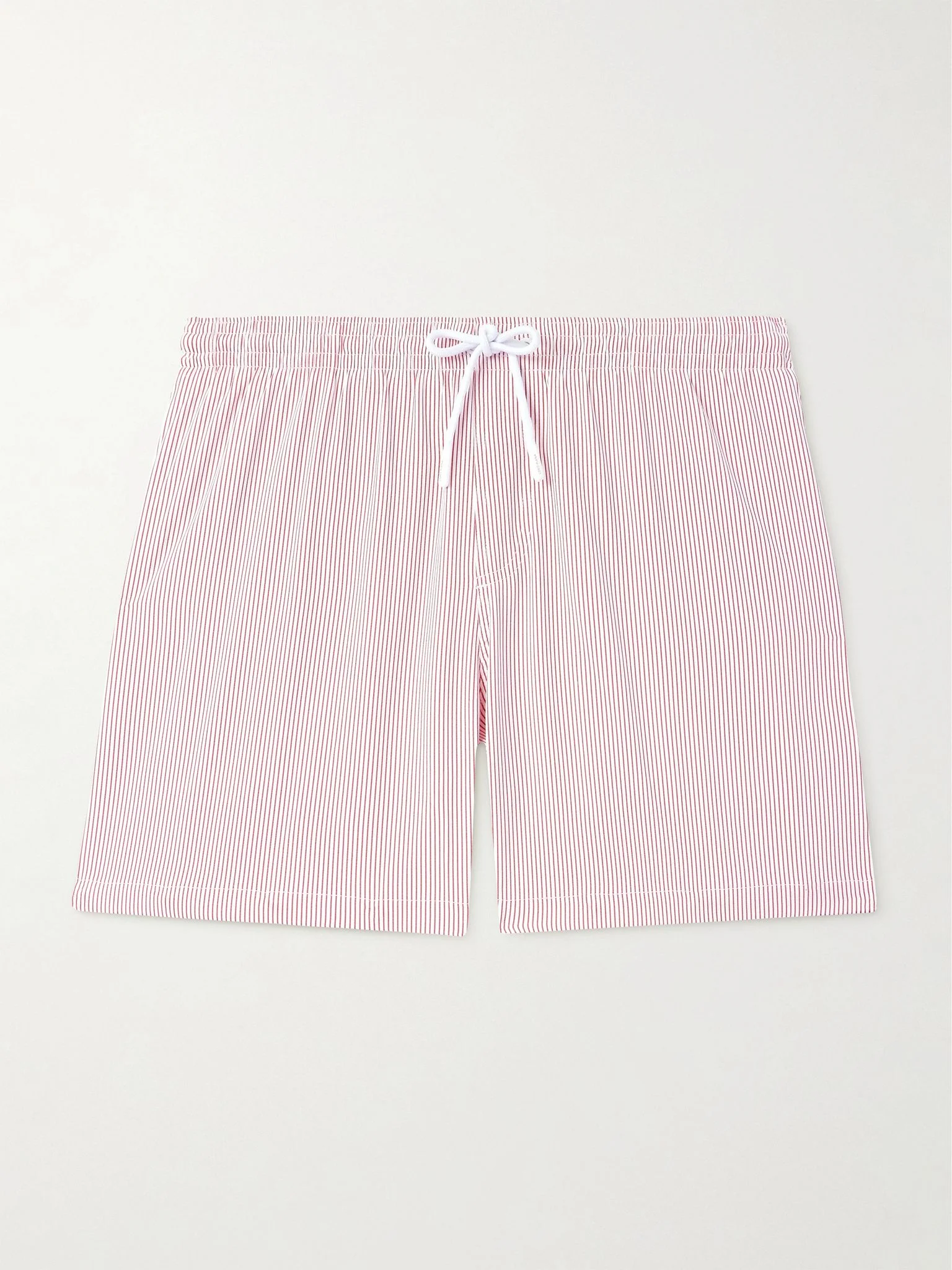 Daneu Straight-Leg Mid-Length Striped Swim Shorts Red - 1
