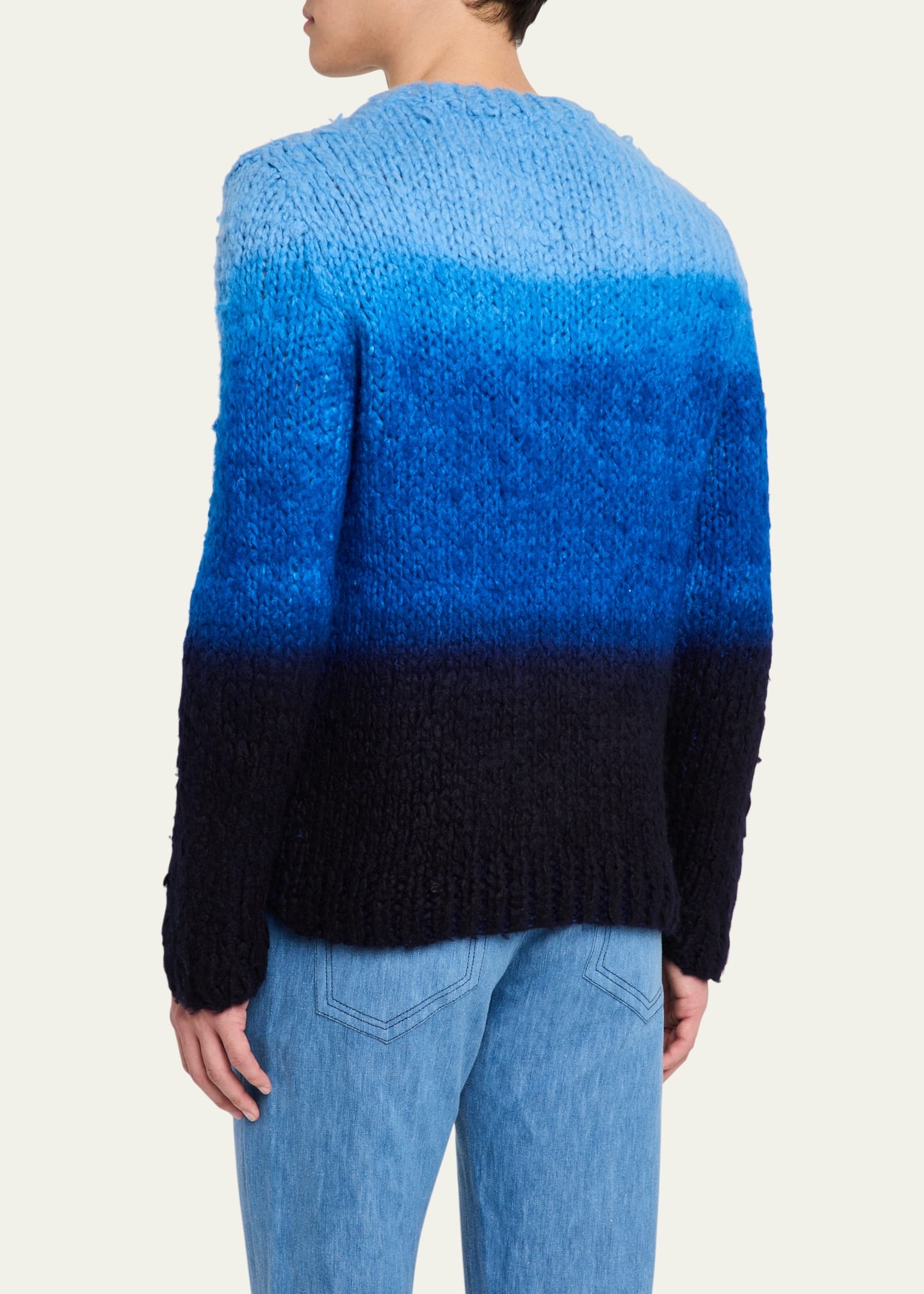 Men's Aion Cashmere Dip-Dye Knit Crewneck Sweater - 3