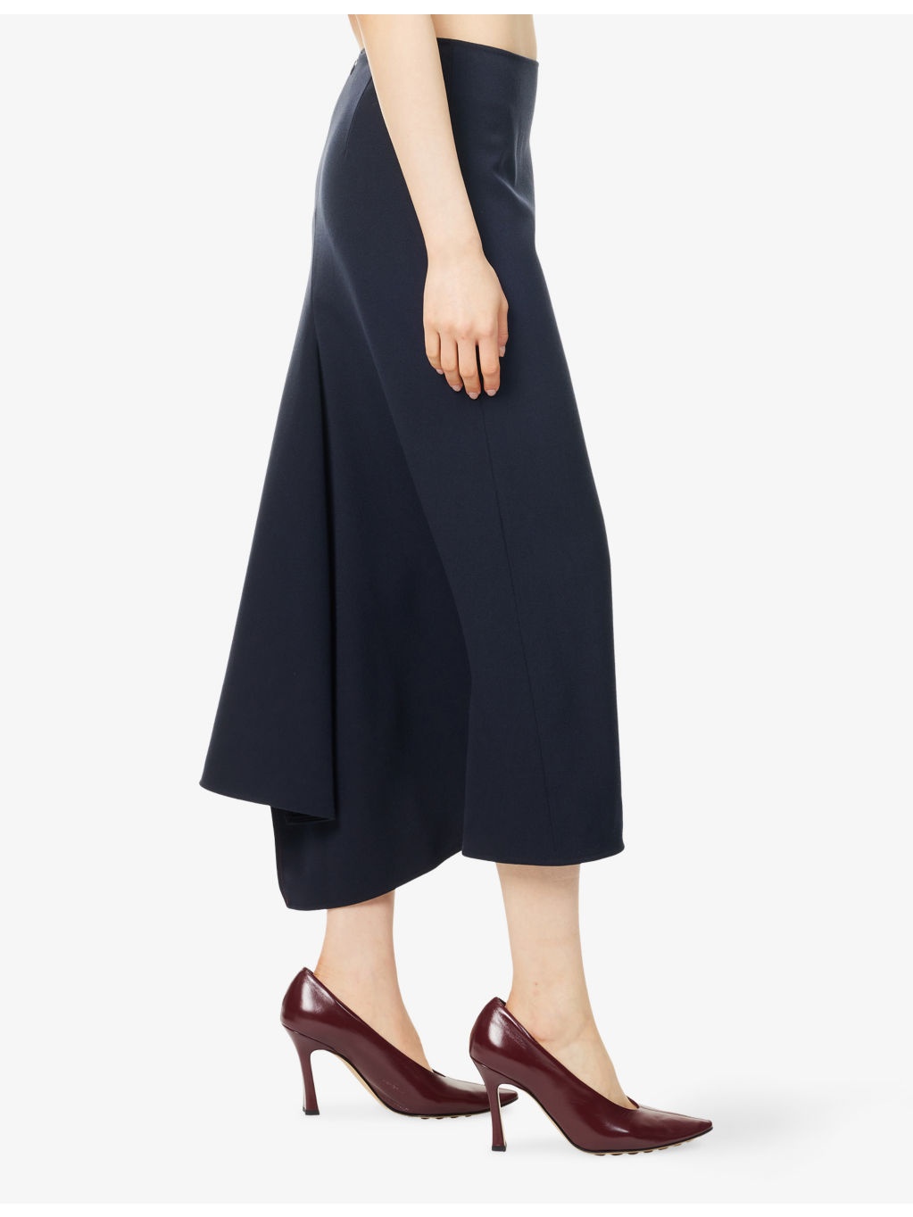 Pleated Textured Stretch-Woven Midi Skirt - 3