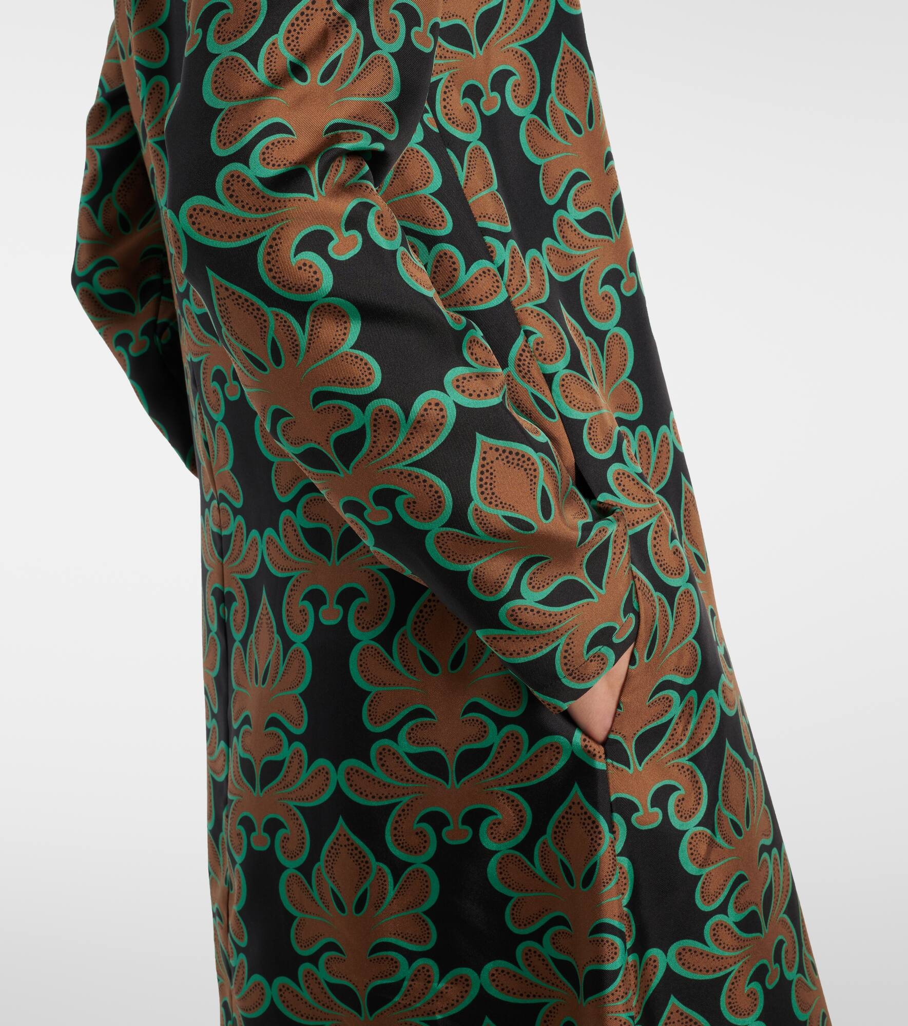 Swing printed silk twill midi dress - 5