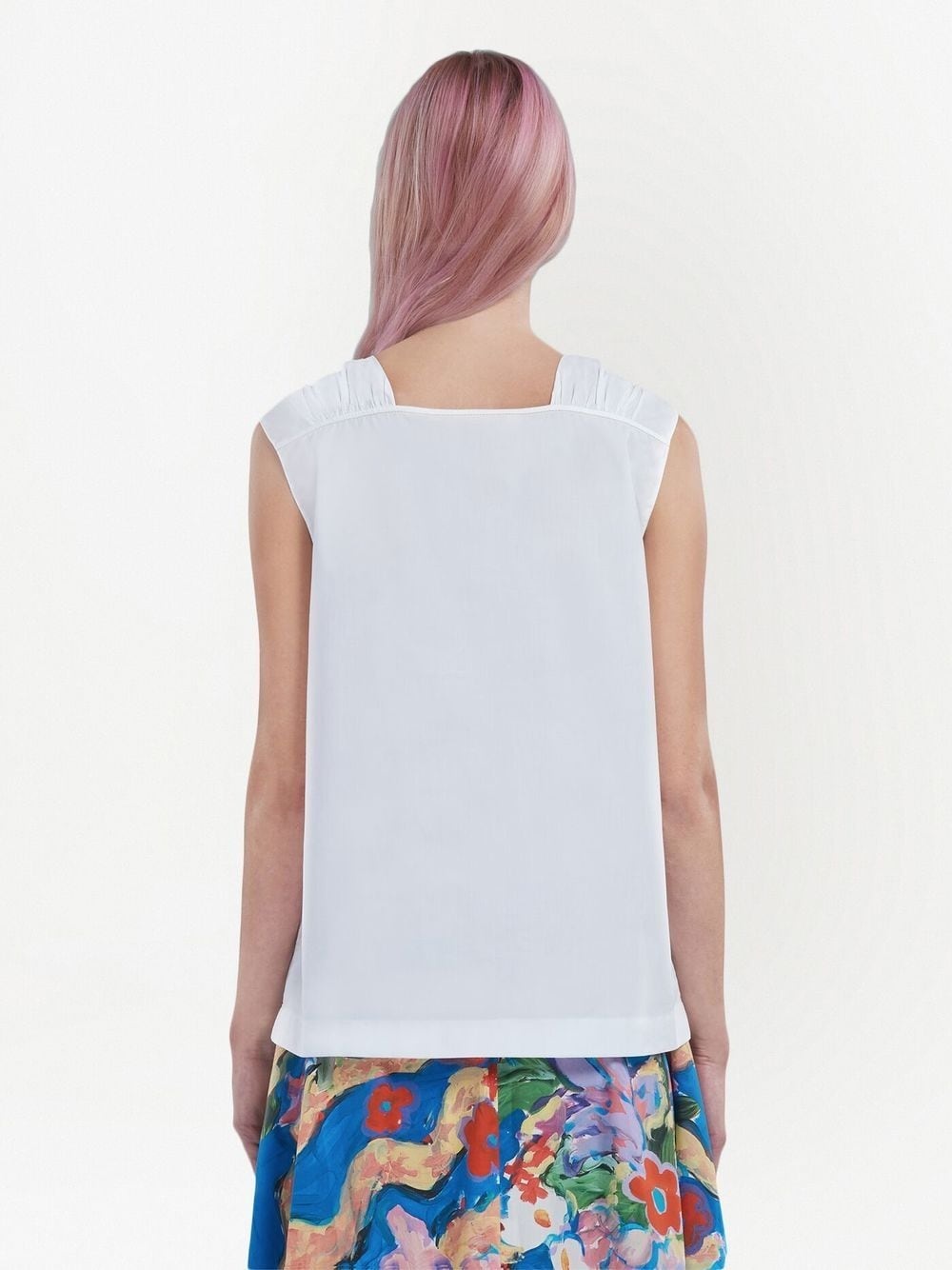 ruched sleeveless cotton top - 4