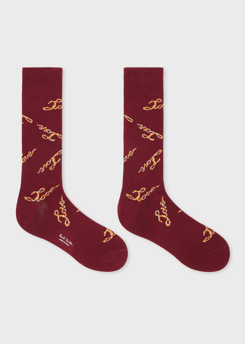 Paul Smith Burgundy 'Love' Socks outlook