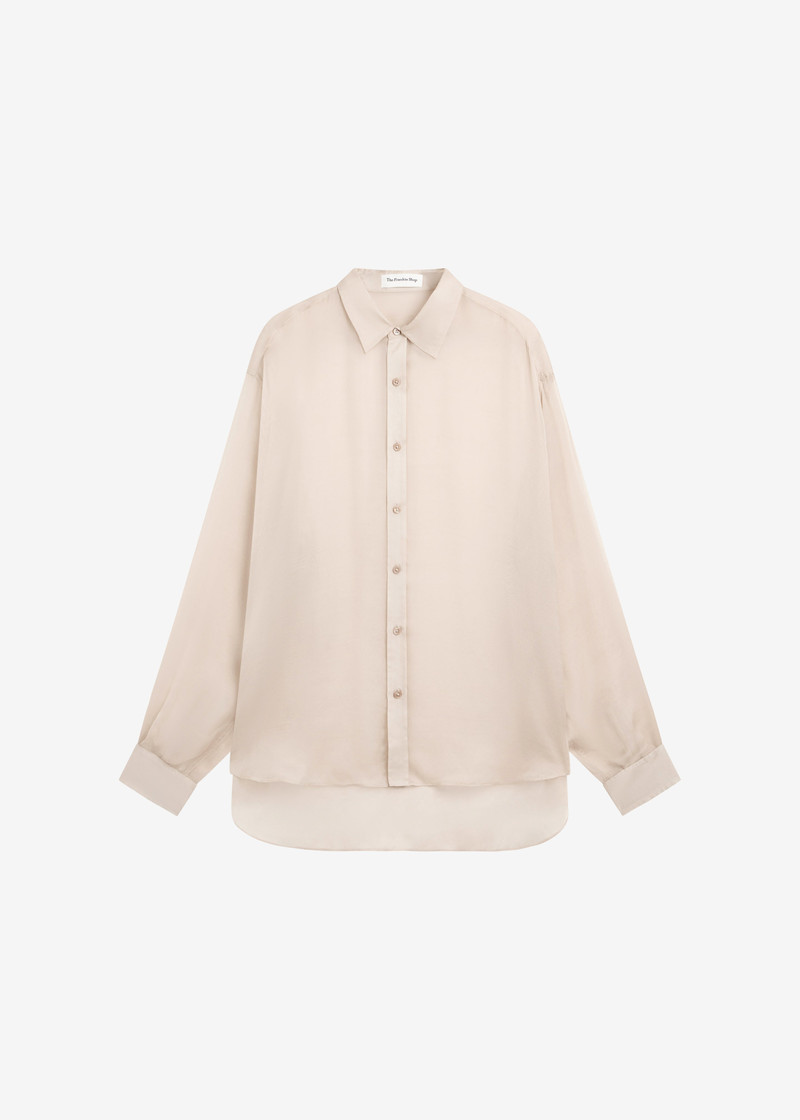 Oria Sheer Silk Chiffon Shirt - Beige 1