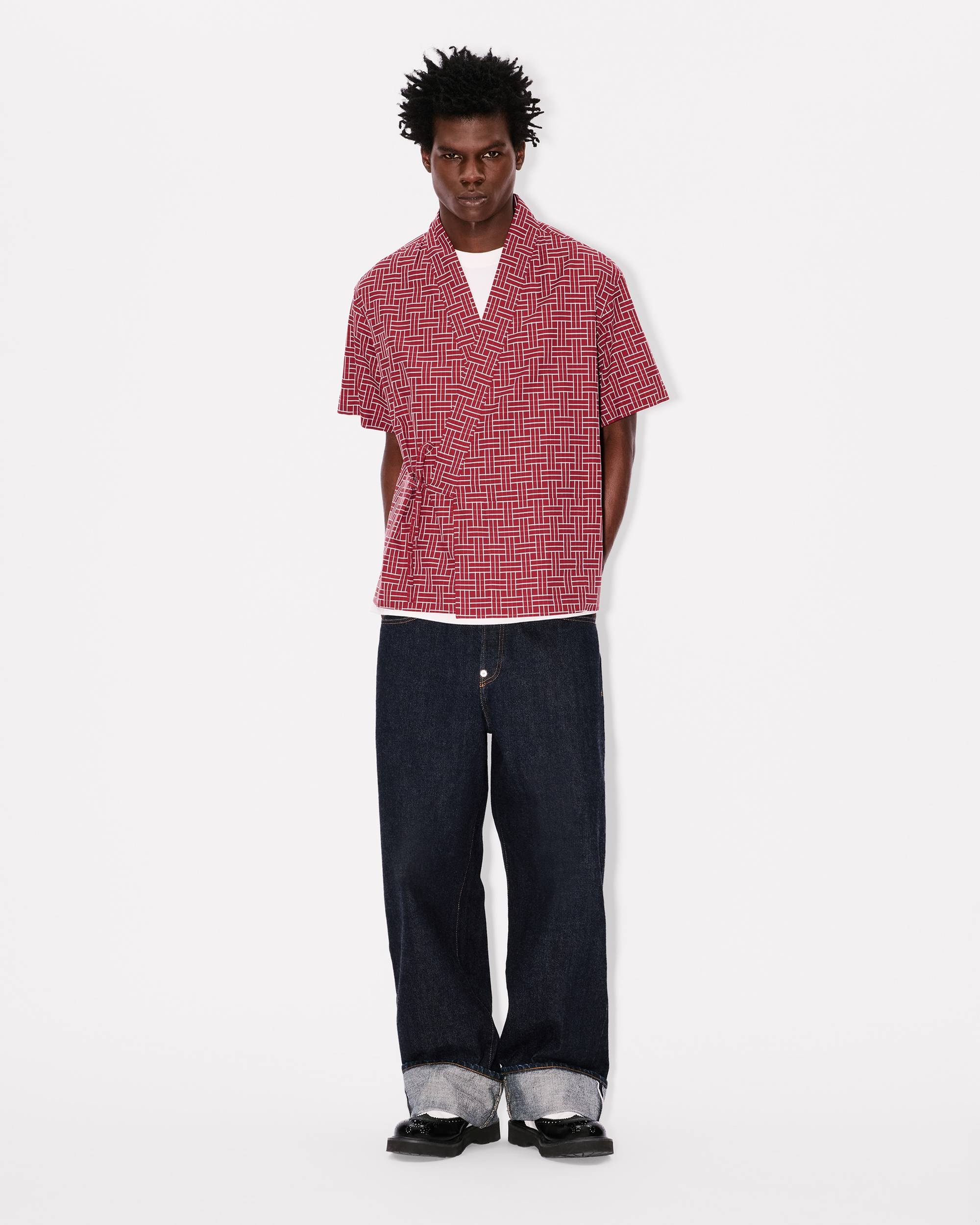 'KENZO Weave' kimono short sleeve shirt in cotton jacquard - 5
