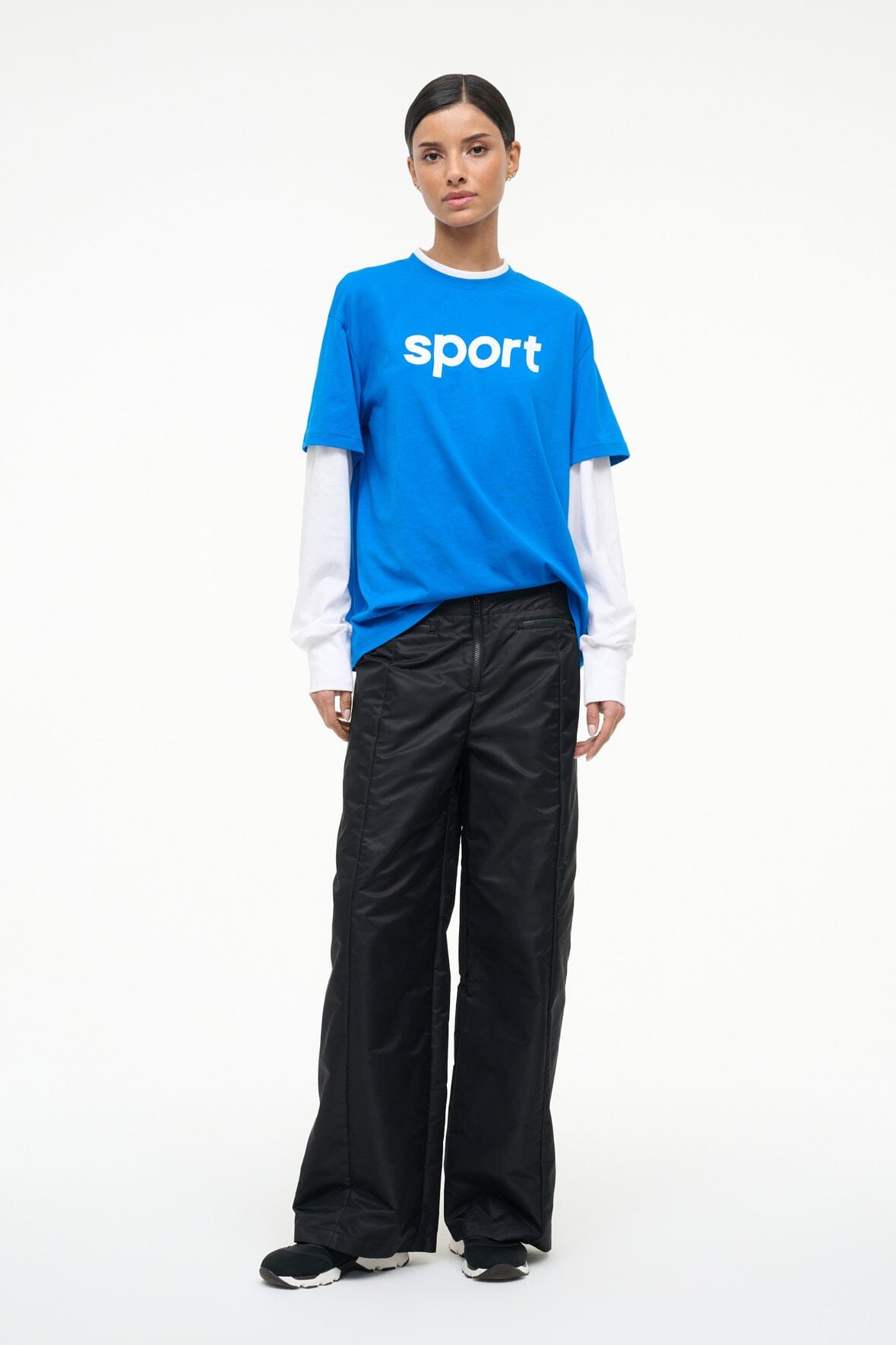 STAUD JUNIOR LONG SLEEVE TEE VARSITY BLUE WHITE - 1