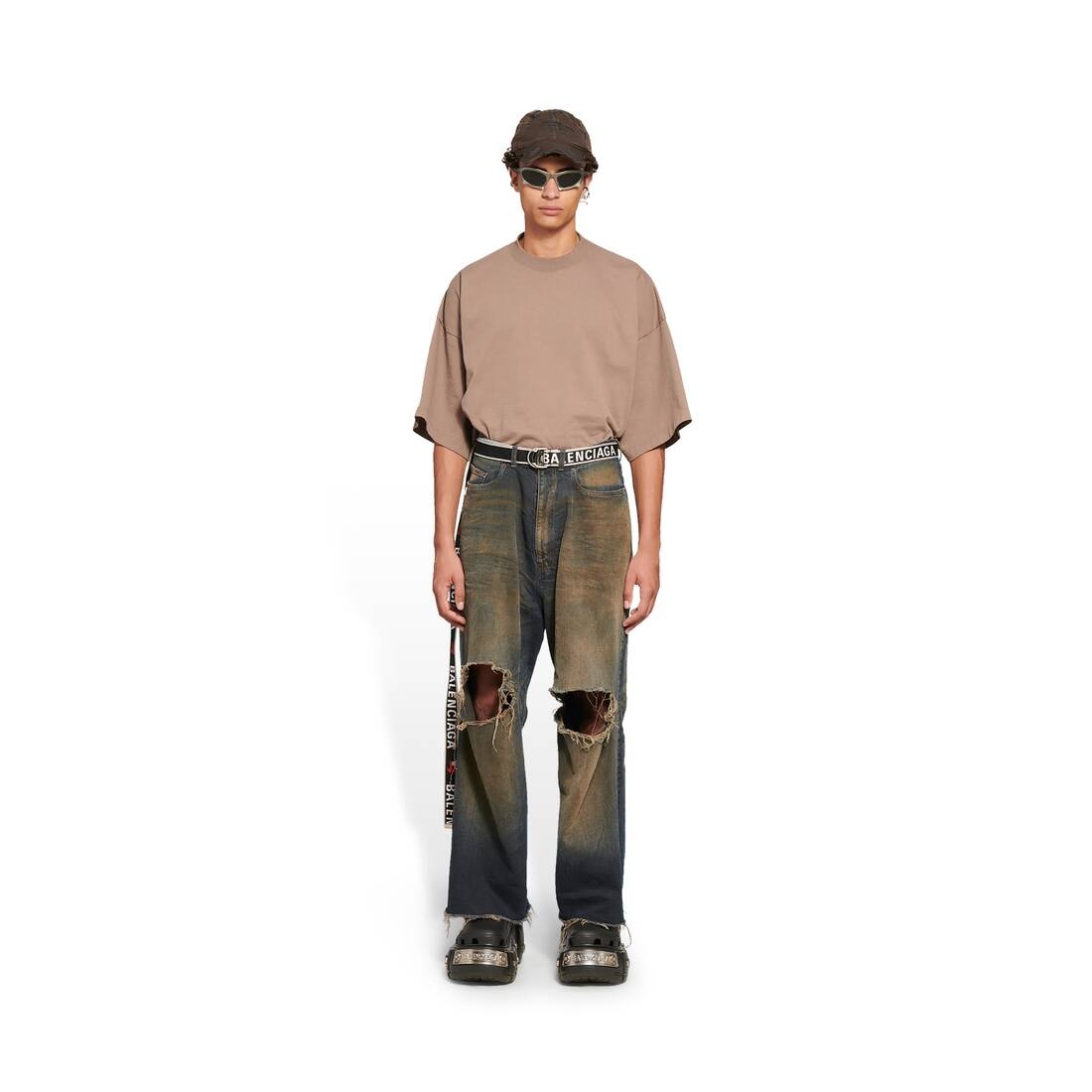 Men's Destroyed Skater Jeans in Blue - 2