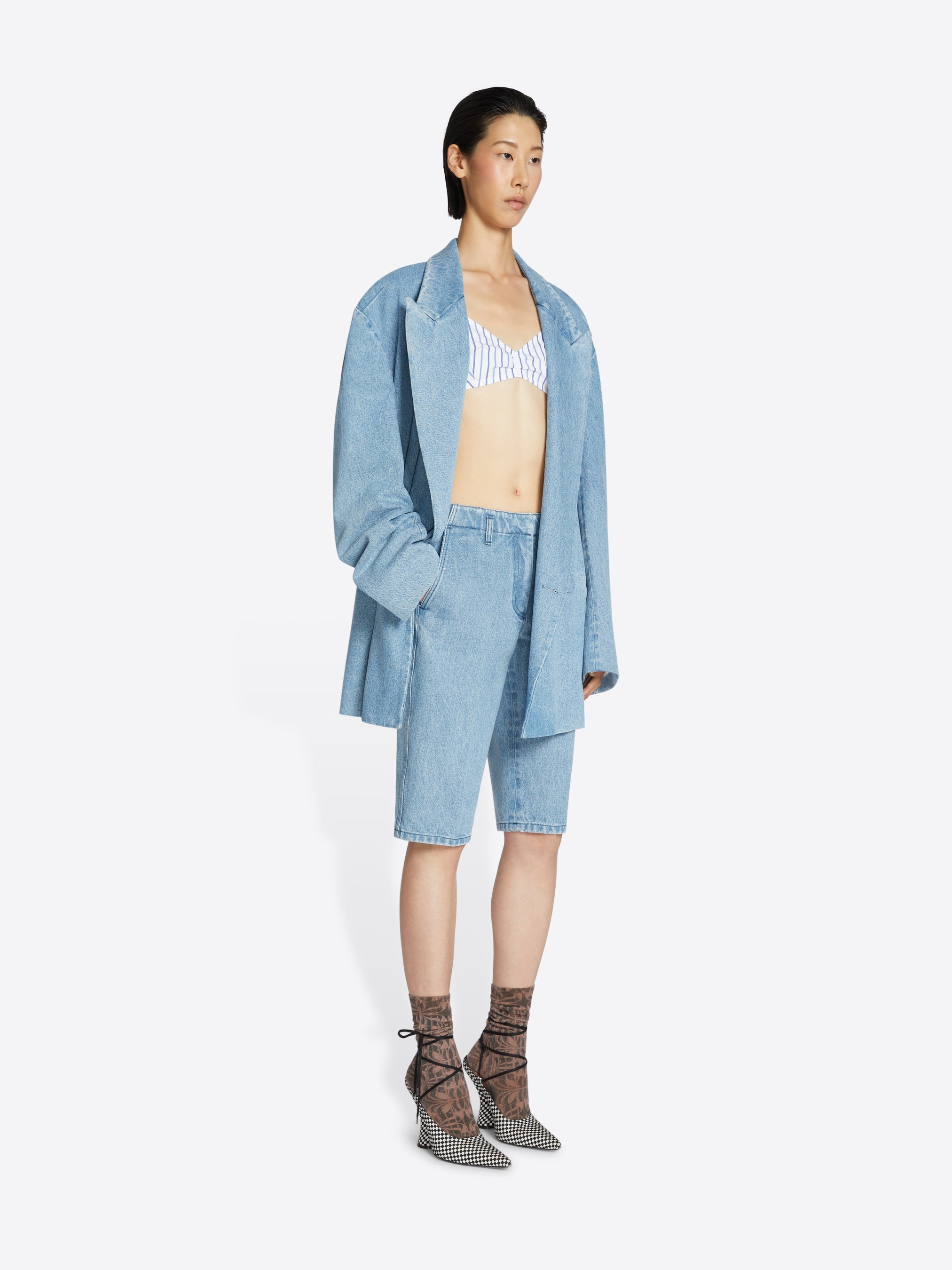 TAILORED DENIM SHORTS - 3