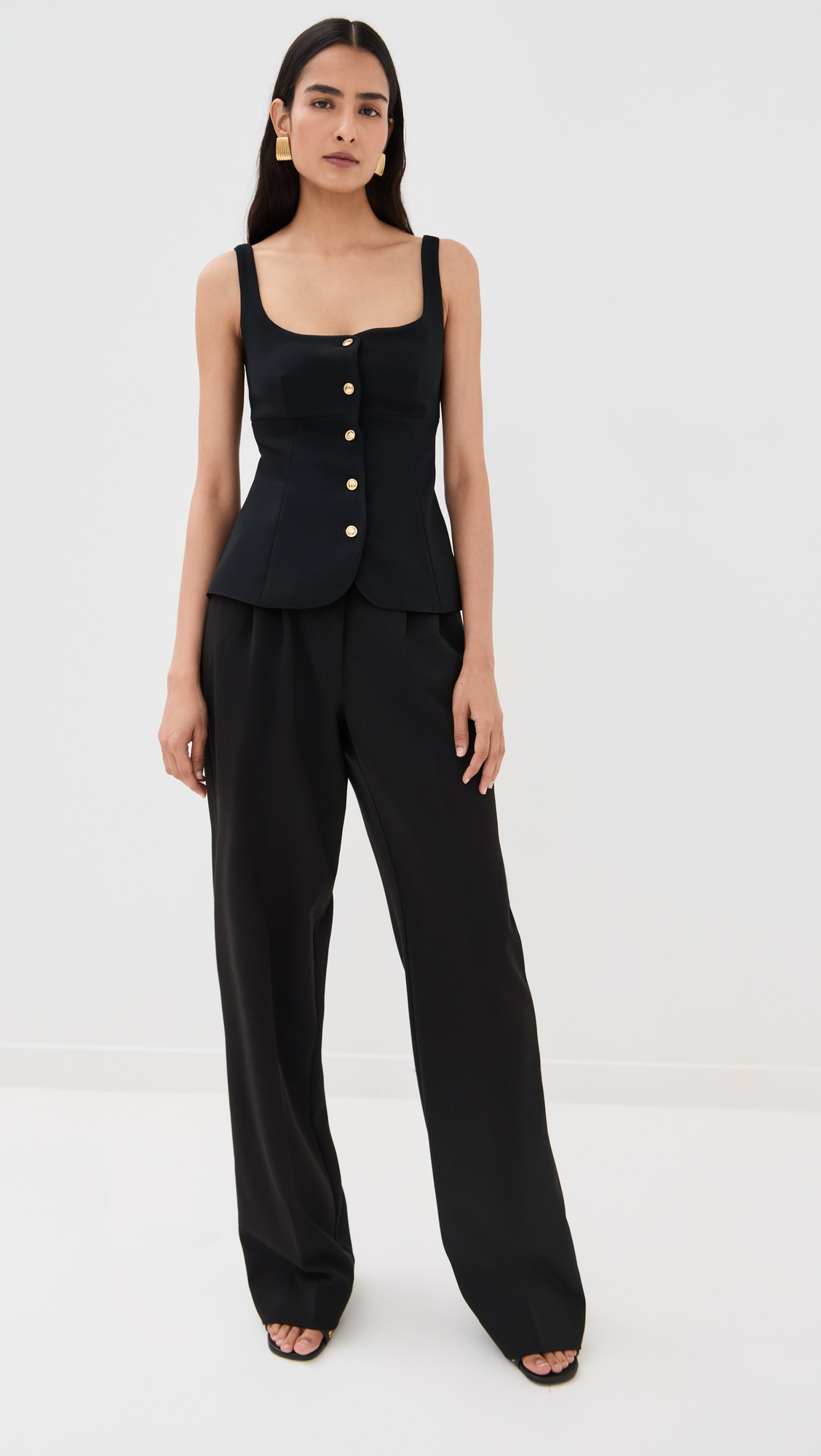 Square Neck Button Front Top - 4