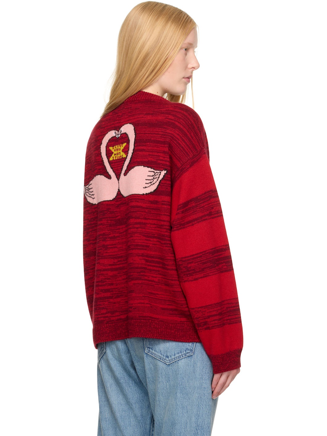 Red Stripe Polka Dot Swan Cardigan - 3