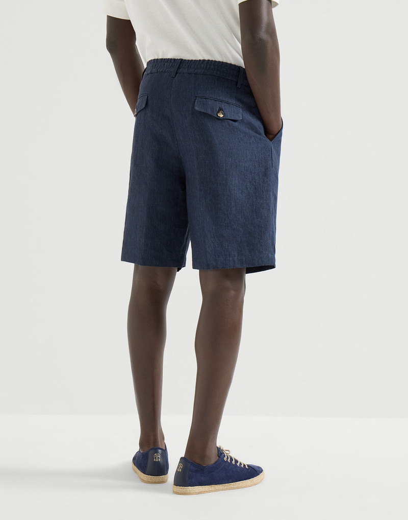 Lightweight délavé linen Bermuda shorts with elasticated waistband 3