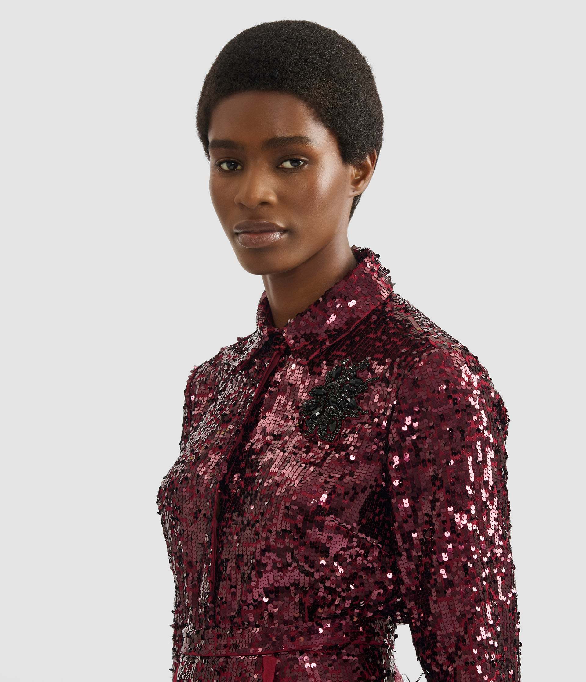 EMBELLISHED SEQUIN LONG SLEEVE SHIRT - 5
