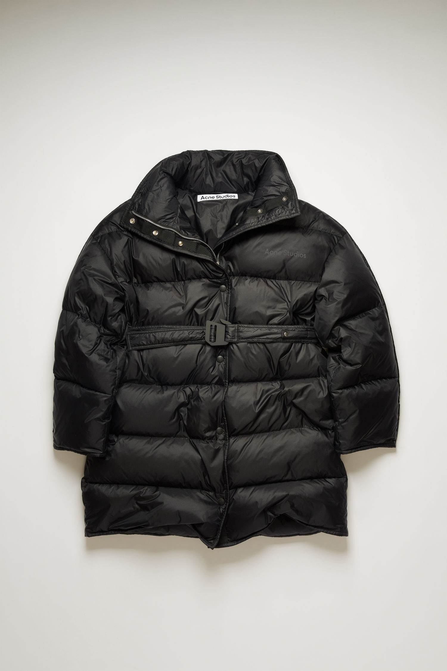 Belted puffer coat black - 1