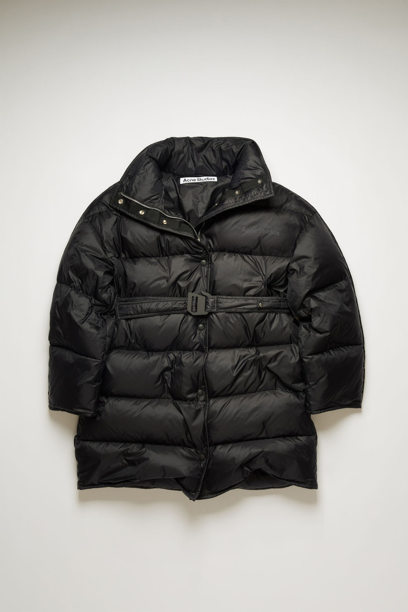 Belted puffer coat black 1