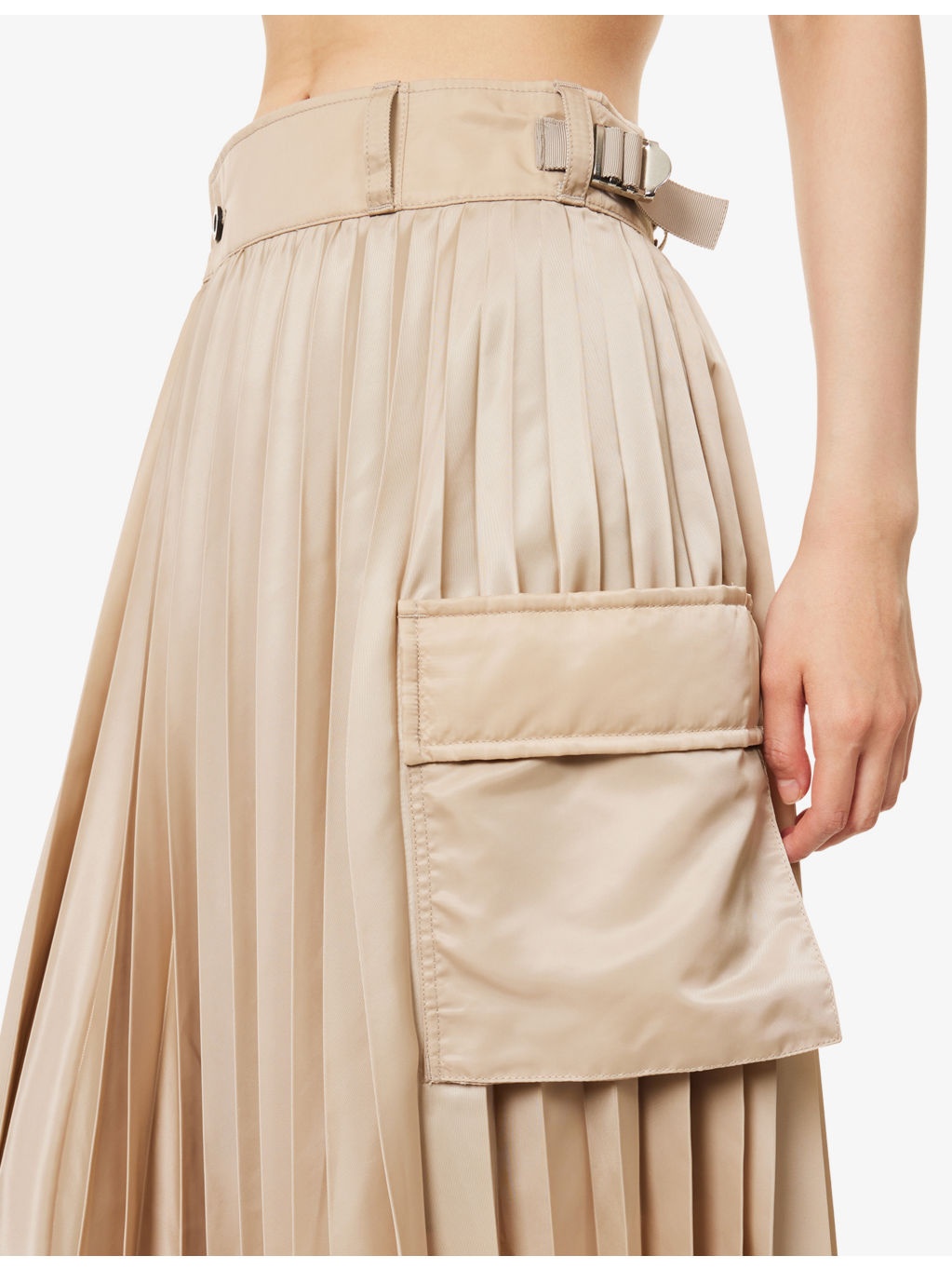 Pleated Wrap-Front Woven Midi Skirt - 5