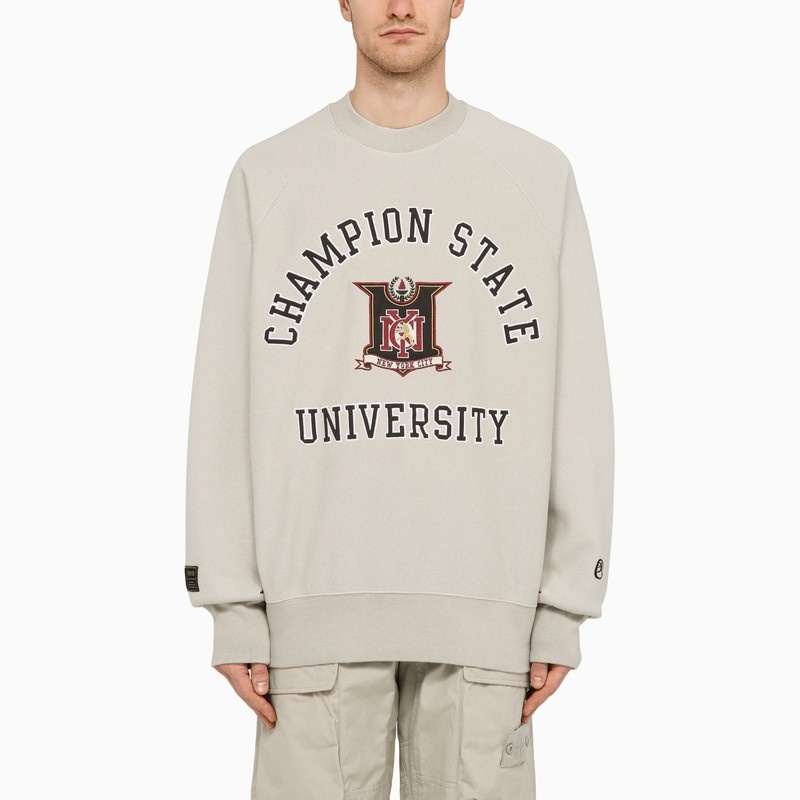 Light grey cotton blend crew-neck sweatshirt - 1