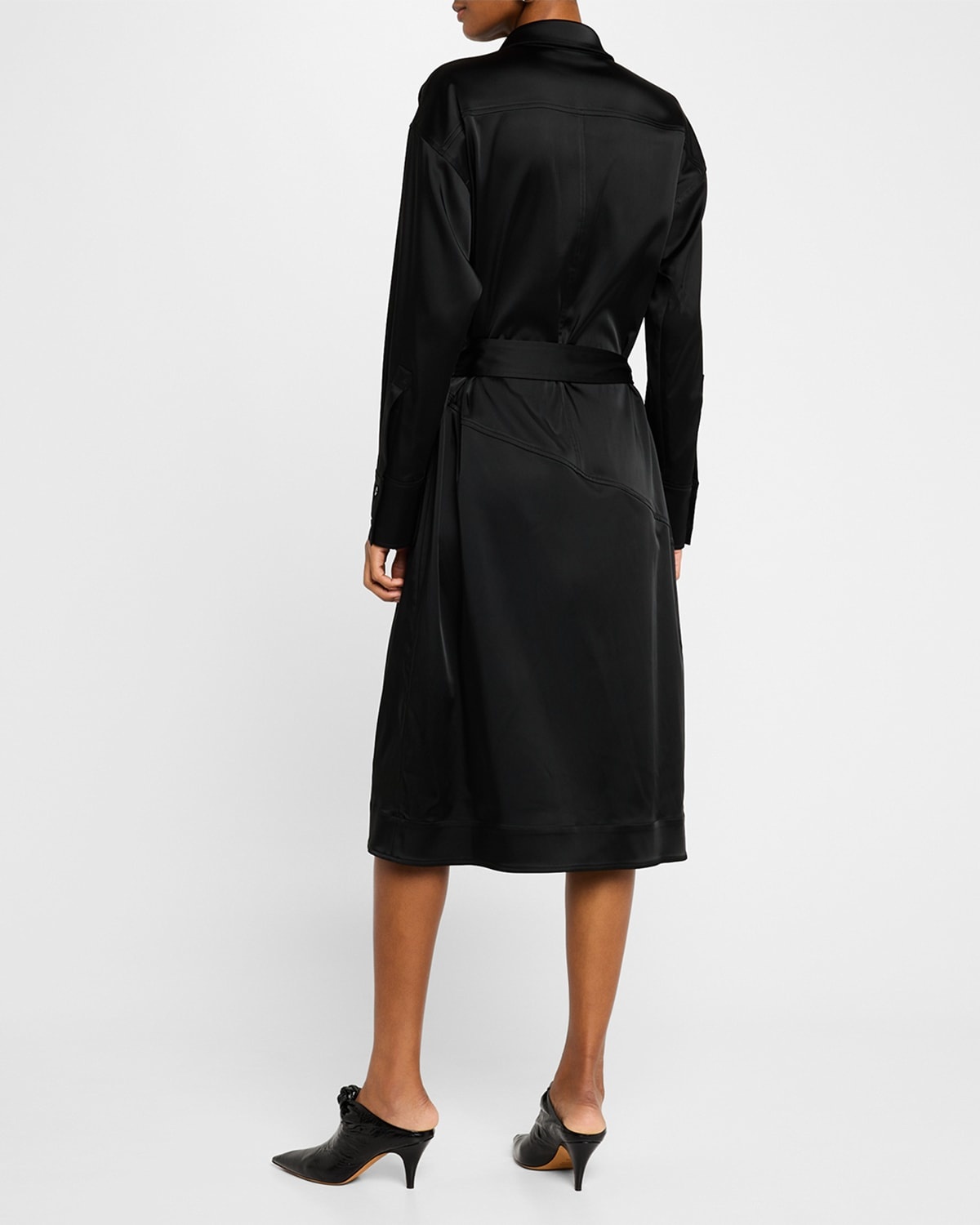 Andy Belted Technical Satin Midi Shirtdress - 4