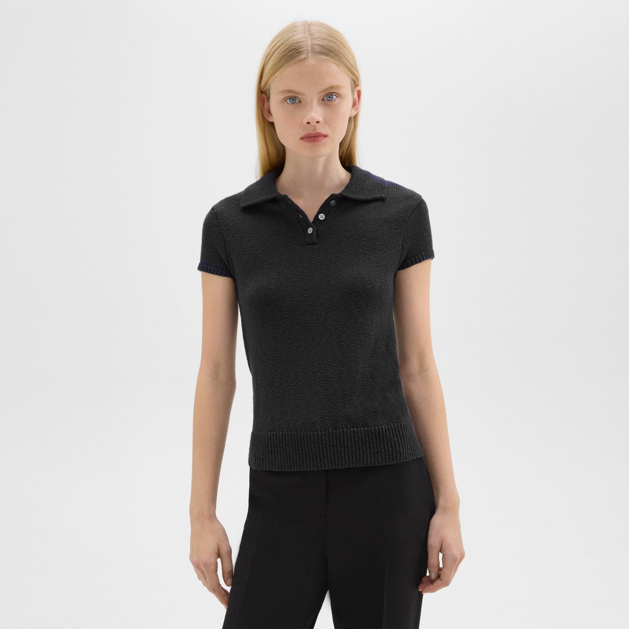 Cap Sleeve Polo in Cotton-Wool Bouclé - 2