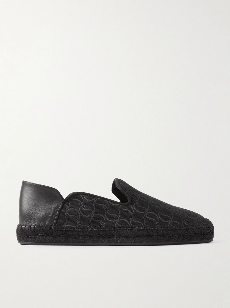 Varsi Espadon Collapsible-Heel Logo-Jacquard Canvas and Leather Espadrilles Black - 1